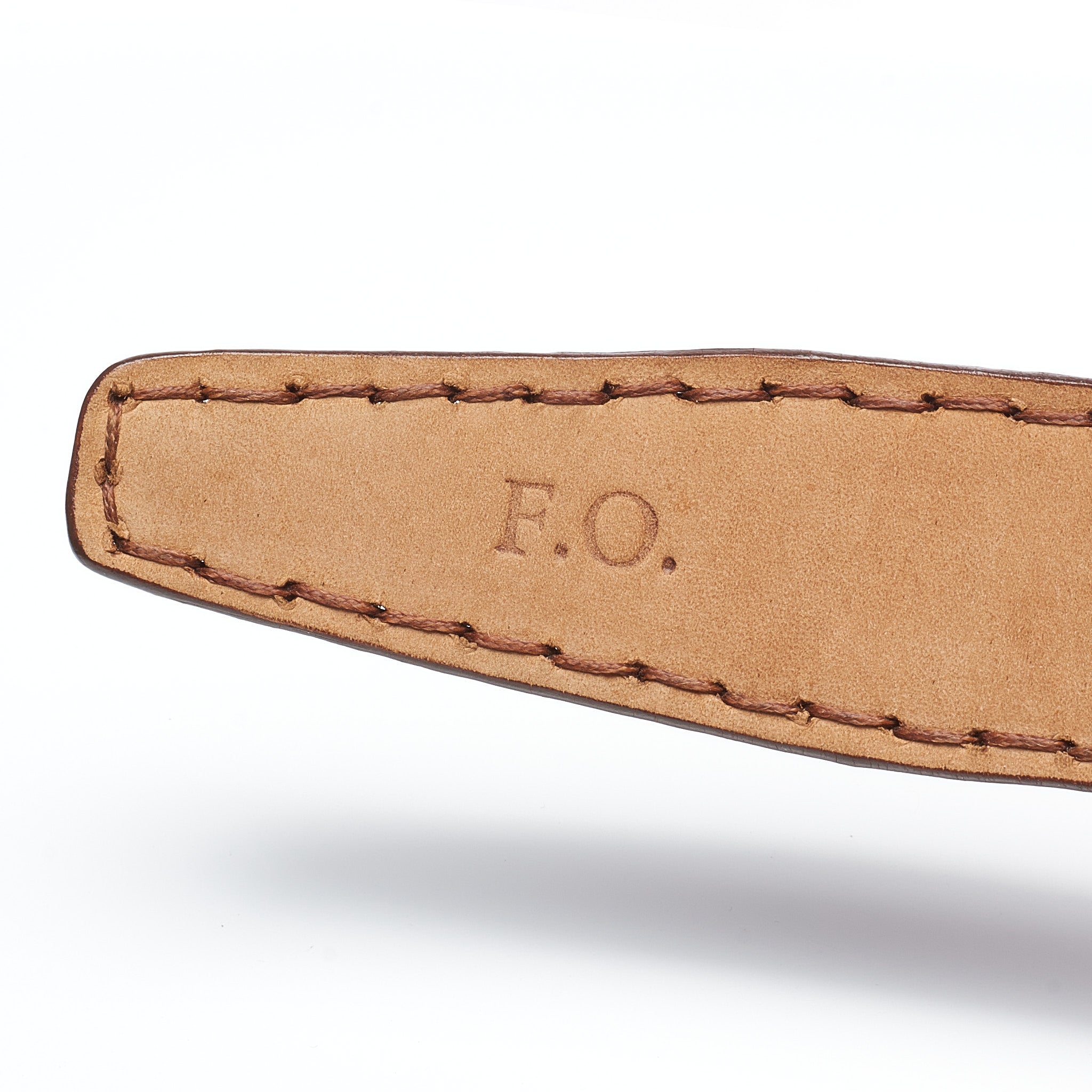 ROMANELLI Firenze Brown Crocodile Leather Silver-Horn Buckle Belt 90cm 35" ROMANELLI