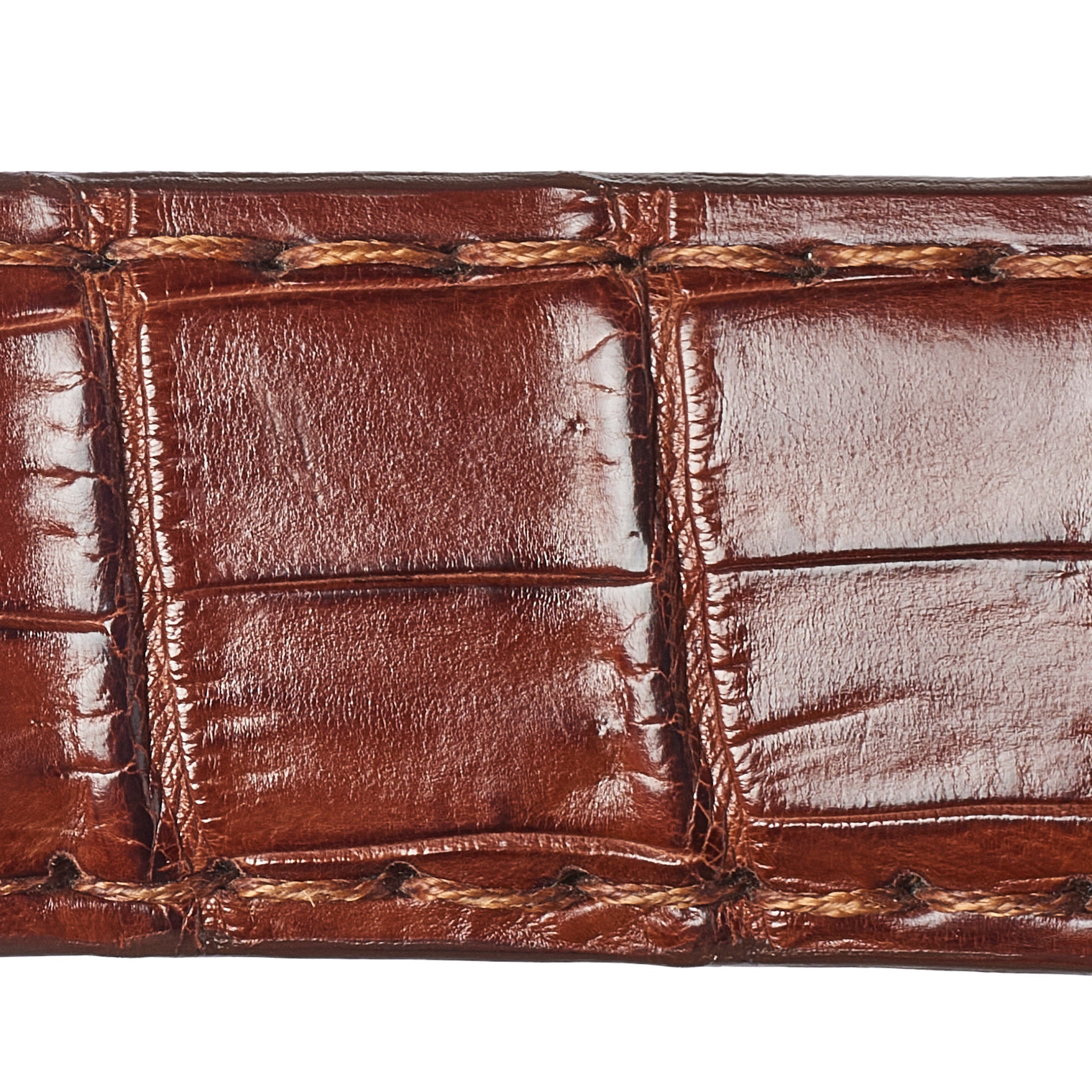 ROMANELLI Firenze Brown Crocodile Leather Silver-Horn Buckle Belt 90cm 35" ROMANELLI