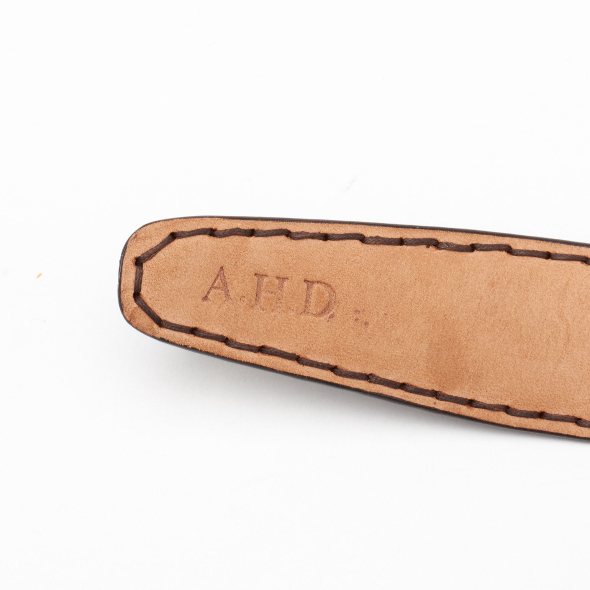 ROMANELLI Firenze Dark Brown Ostrich Silver-Horn Buckle Belt NEW 85cm 34" ROMANELLI