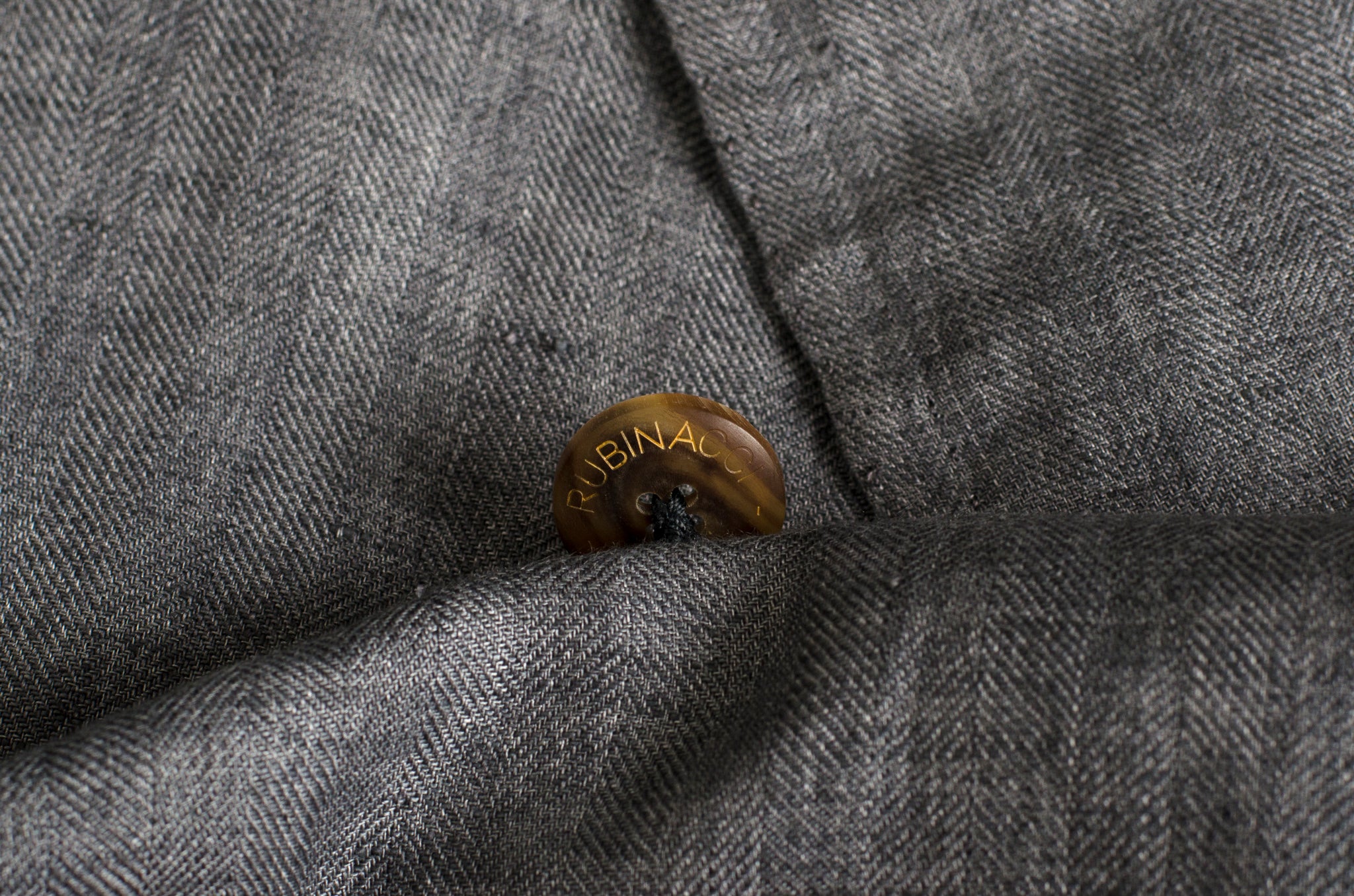 RUBINACCI Bespoke Gray Herringbone Linen Silk DB Blazer Jacket EU 50 US 38 40 RUBINACCI