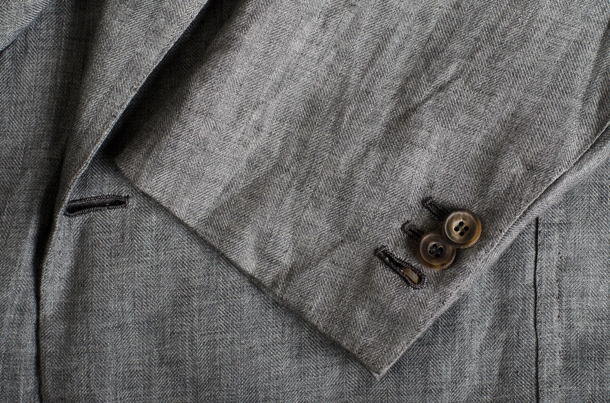 RUBINACCI Bespoke Gray Herringbone Linen Silk DB Blazer Jacket EU 50 US 38 40 RUBINACCI