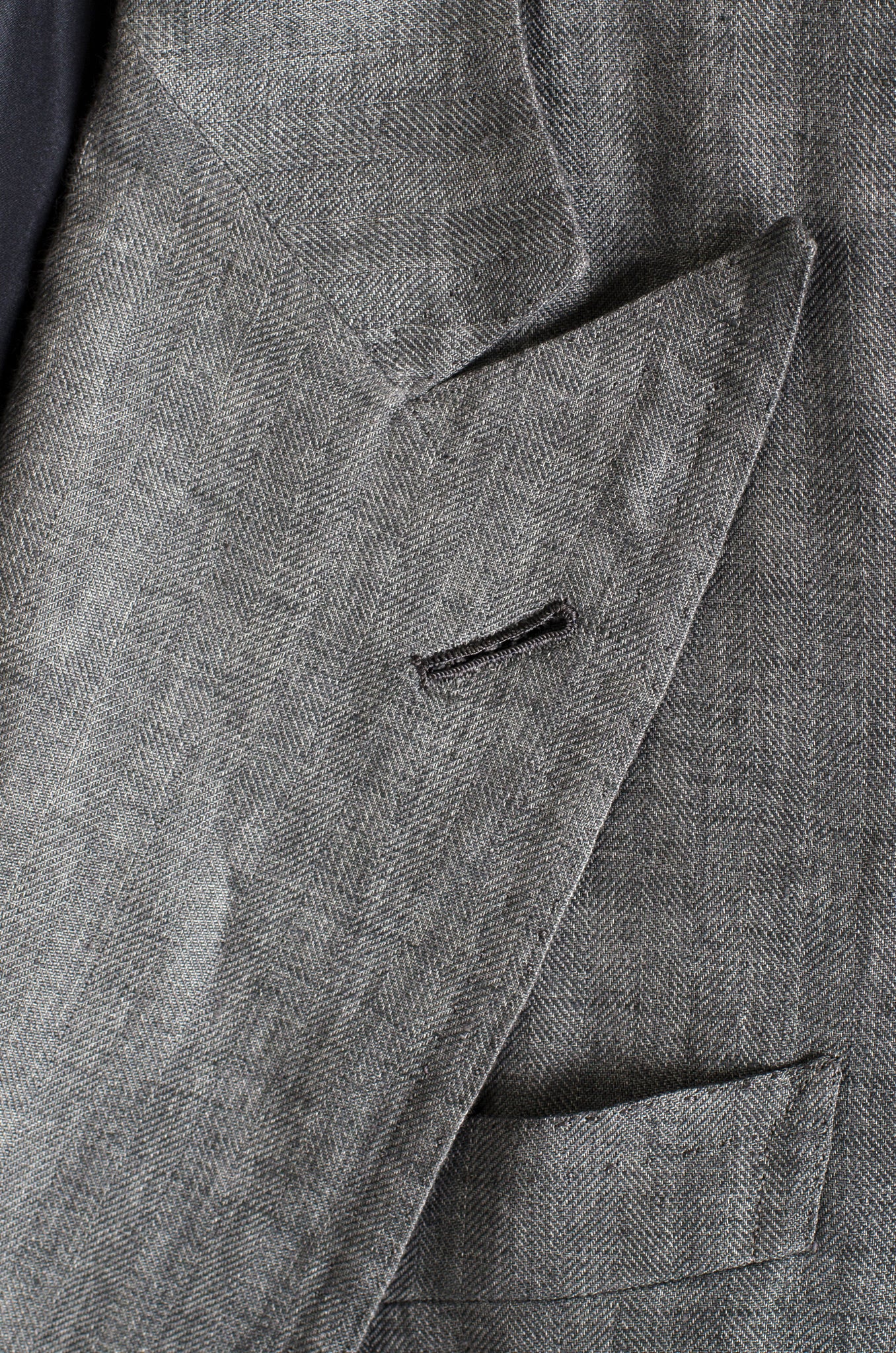 RUBINACCI Bespoke Gray Herringbone Linen Silk DB Blazer Jacket EU 50 US 38 40 RUBINACCI