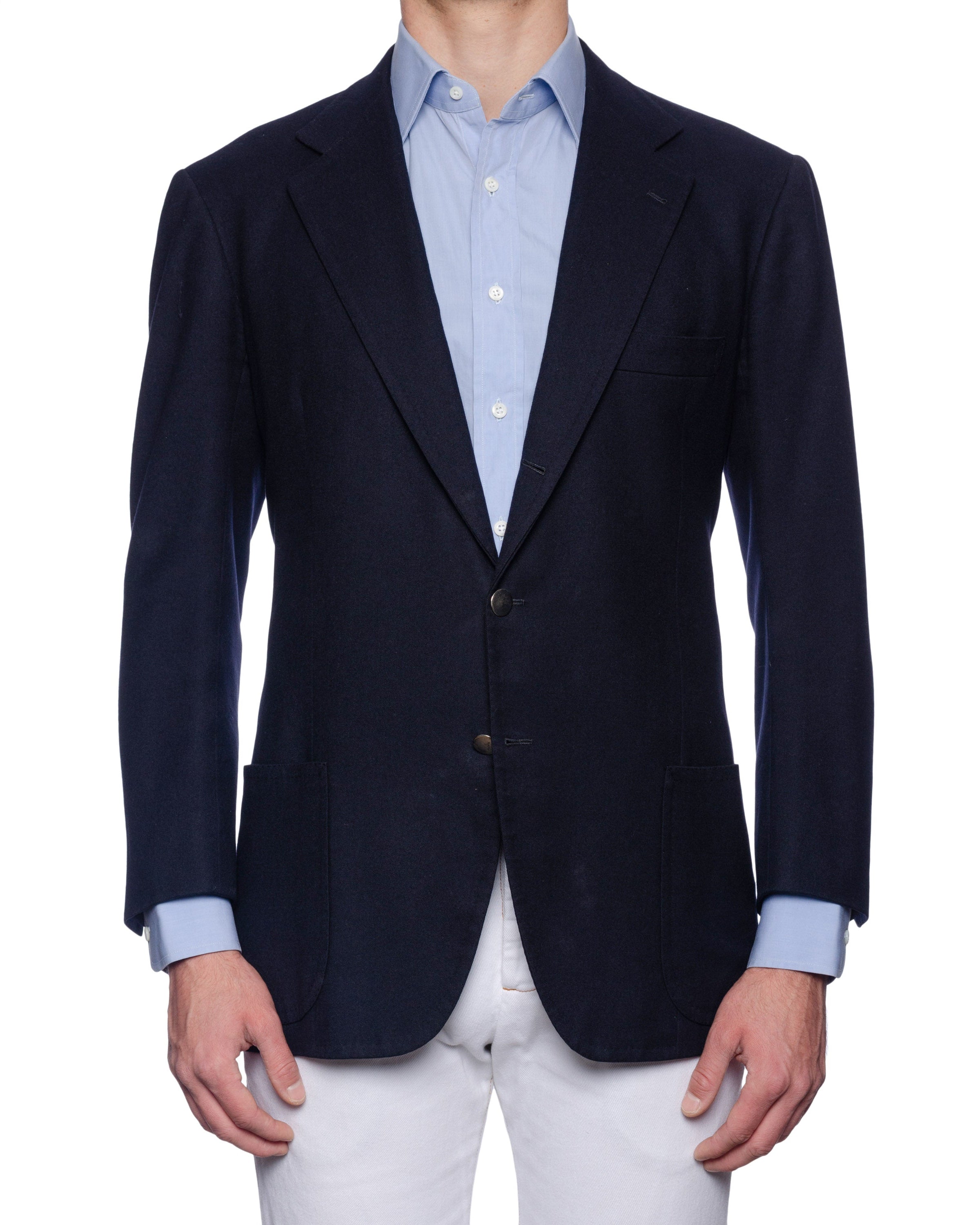 RUBINACCI LH Handmade Bespoke Dark Blue Wool-Cashmere Blazer Jacket 54 US 42 44 RUBINACCI