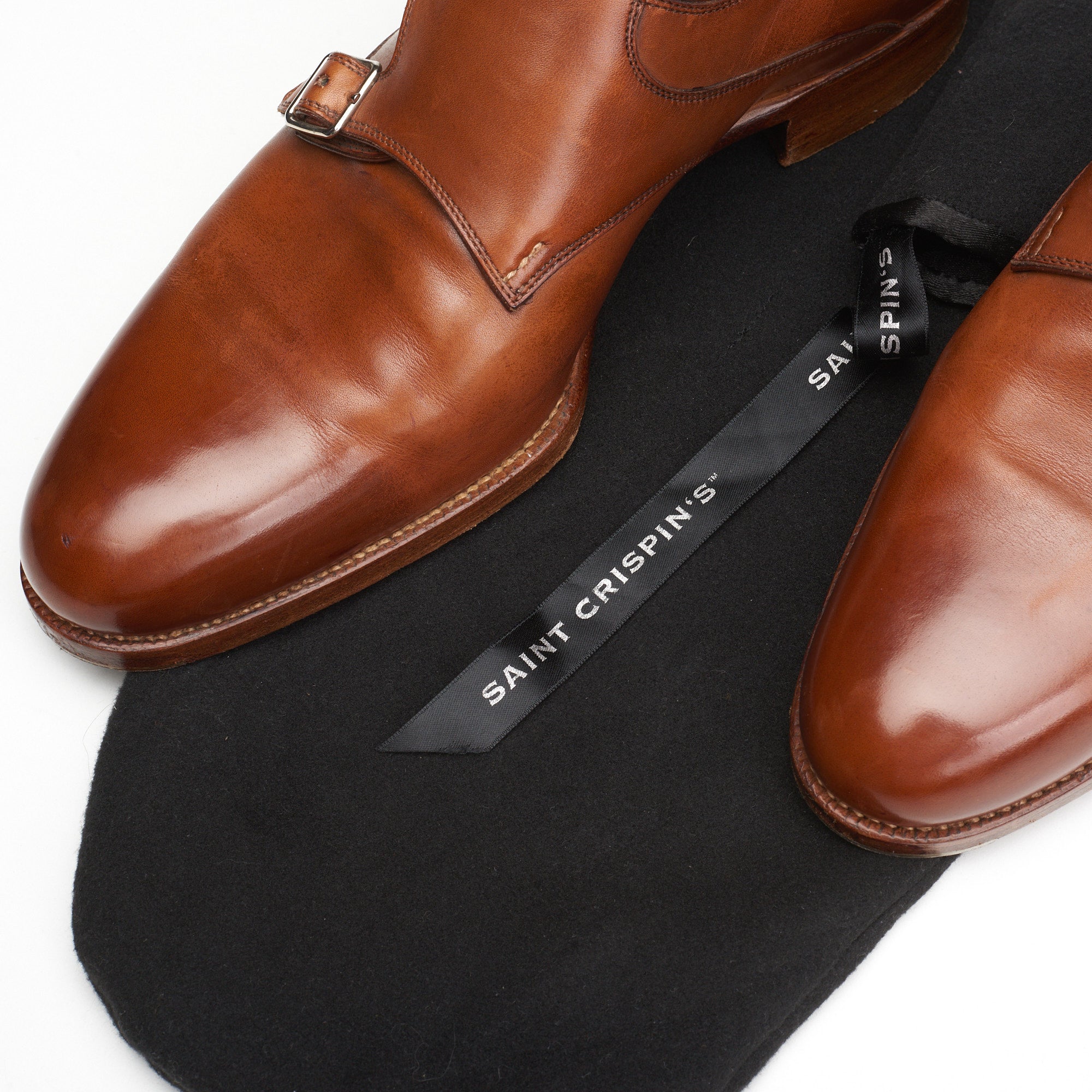 SAINT CRISPIN'S MOD 505 Brown Leather Double Monk Dress Shoes 6.5E US 7 Trees SAINT CRISPIN'S