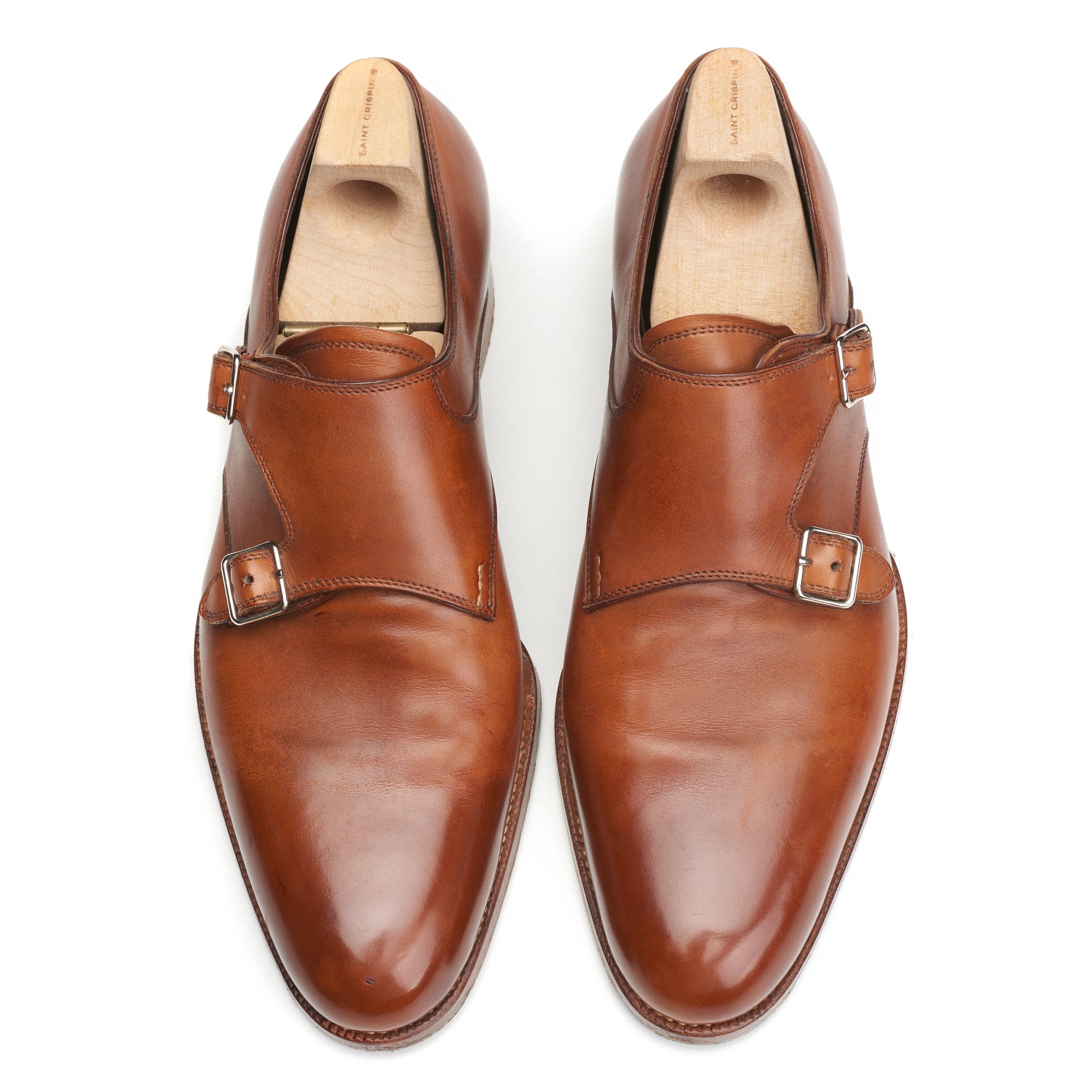 SAINT CRISPIN'S MOD 505 Brown Leather Double Monk Dress Shoes 6.5E US 7 Trees SAINT CRISPIN'S
