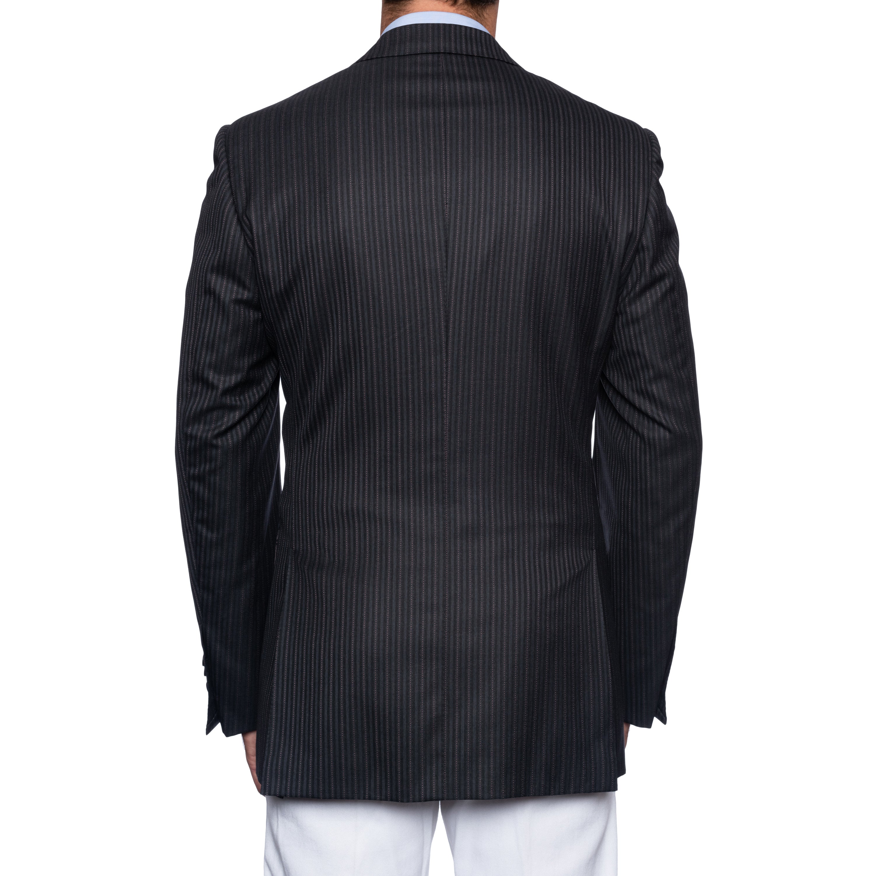 SARTORIA CASTANGIA Black Herringbone Striped Wool Super 130's Jacket 53 NEW 43 CASTANGIA