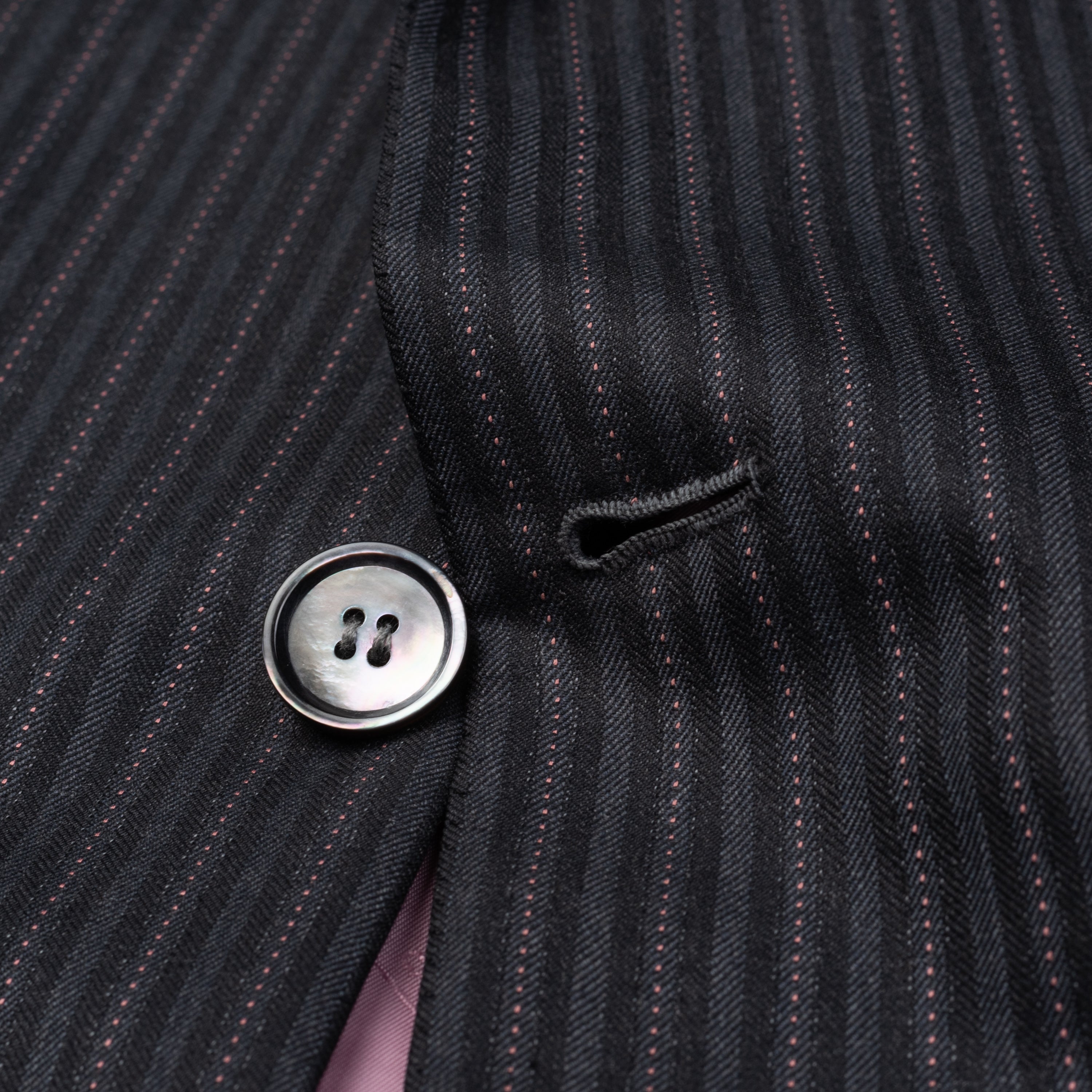 SARTORIA CASTANGIA Black Herringbone Striped Wool Super 130's Jacket 53 NEW 43 CASTANGIA