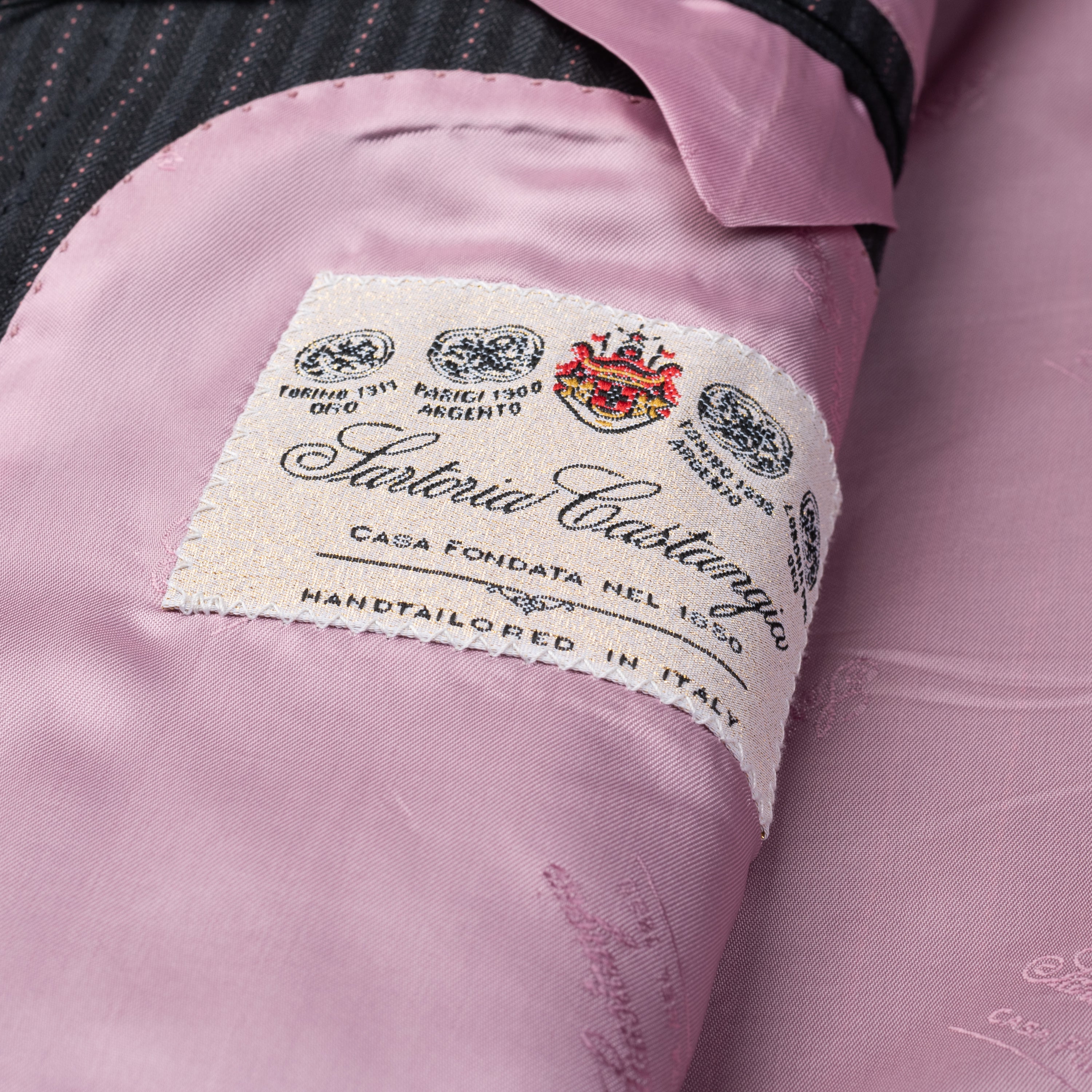 SARTORIA CASTANGIA Black Herringbone Striped Wool Super 130's Jacket 53 NEW 43 CASTANGIA