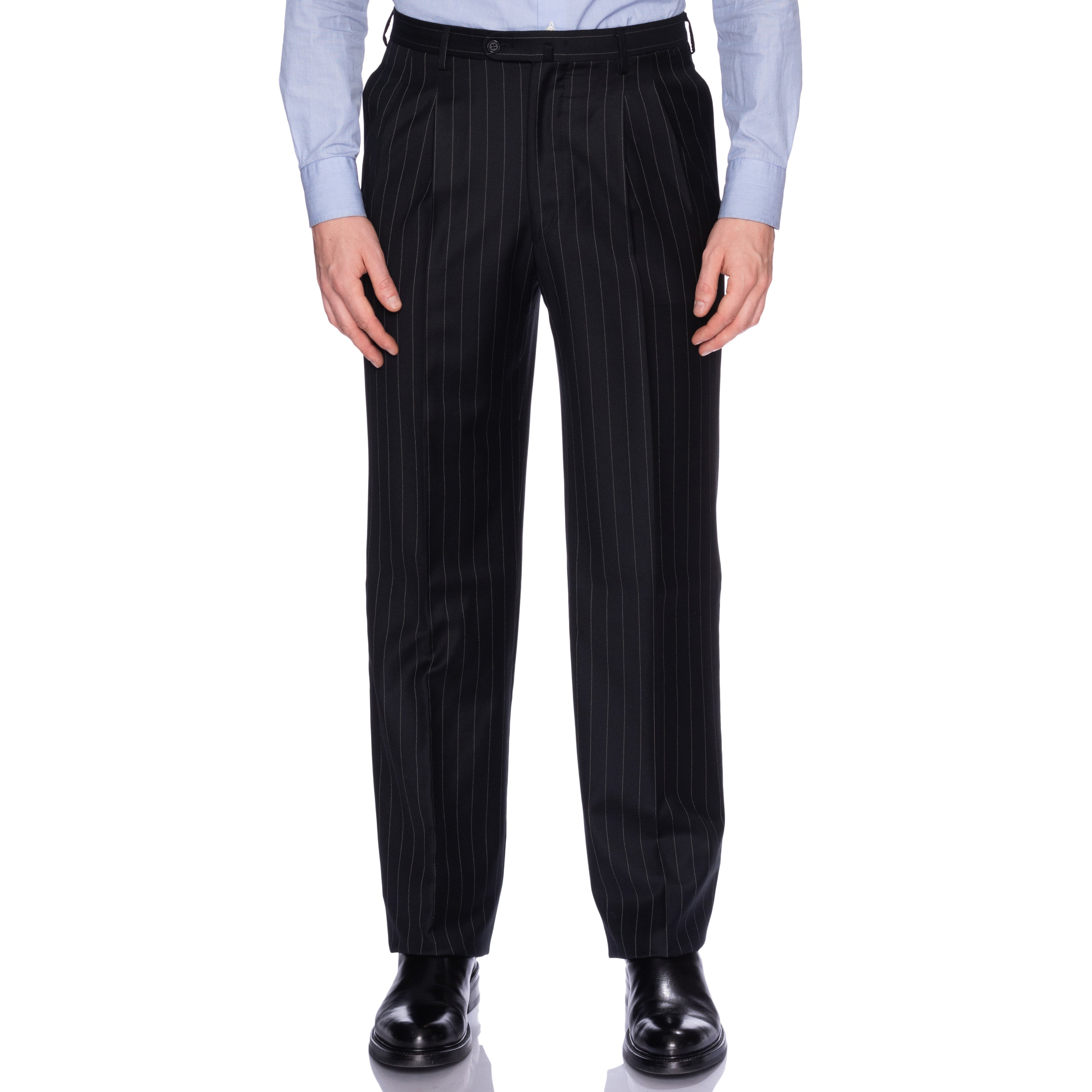 SARTORIA CASTANGIA Black Striped Wool Super 110's Suit EU 48 NEW US 38 CASTANGIA