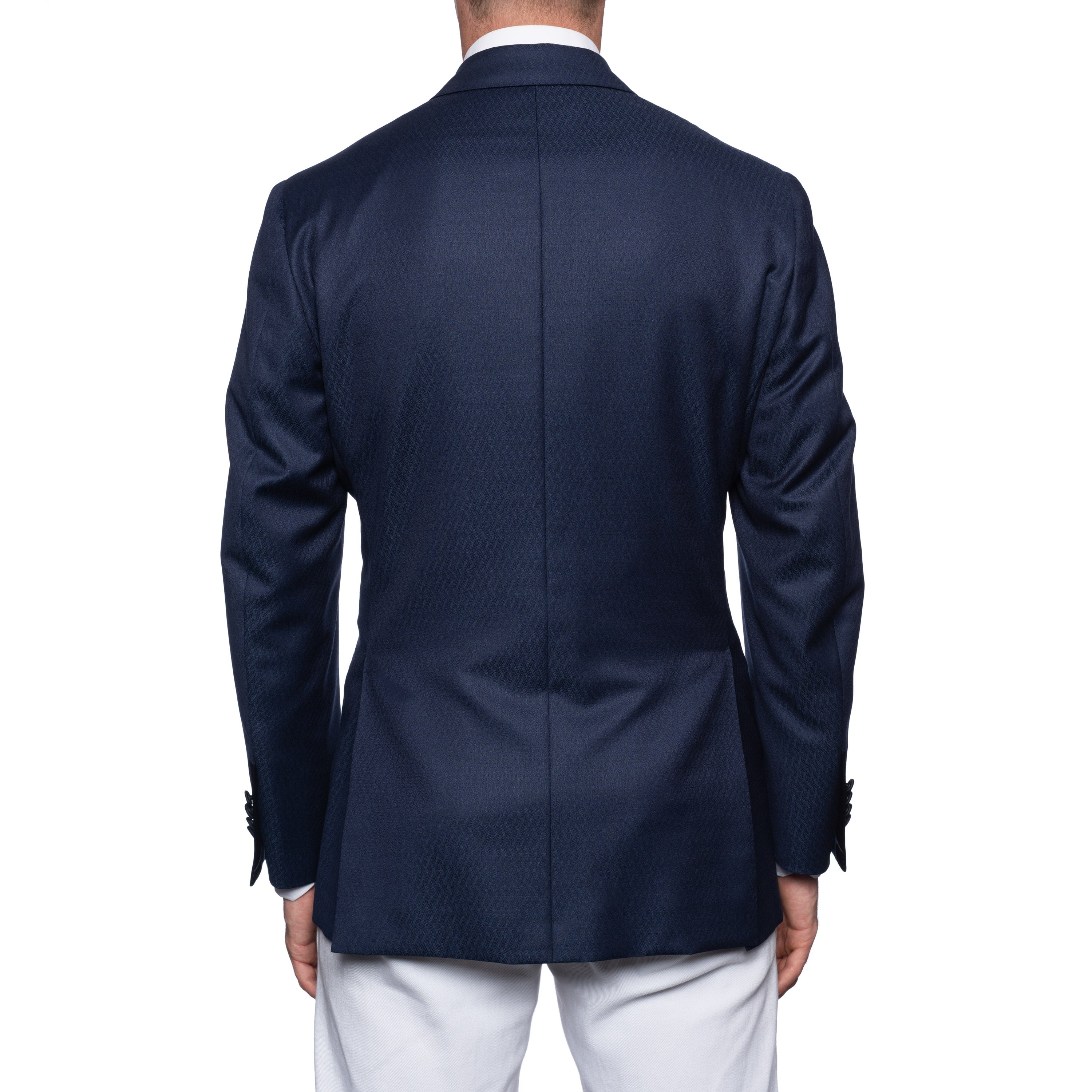 SARTORIA CASTANGIA Blue Geometric Wool Dinner Jacket with Silk Lining 50 NEW 40 CASTANGIA