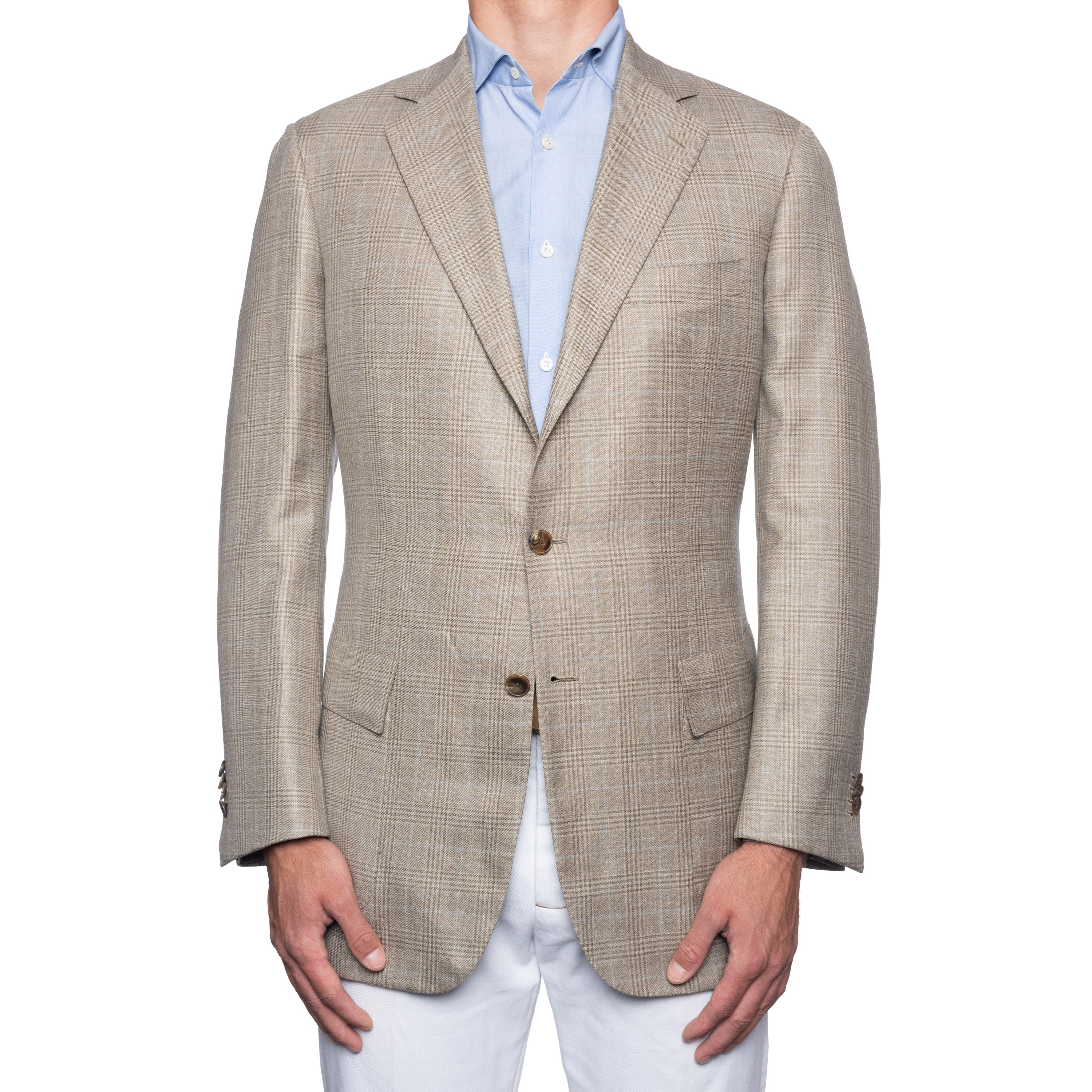 SARTORIA CASTANGIA Gray Plaid Wool-Silk-Linen Sport Coat Jacket EU 54 NEW US 44 CASTANGIA