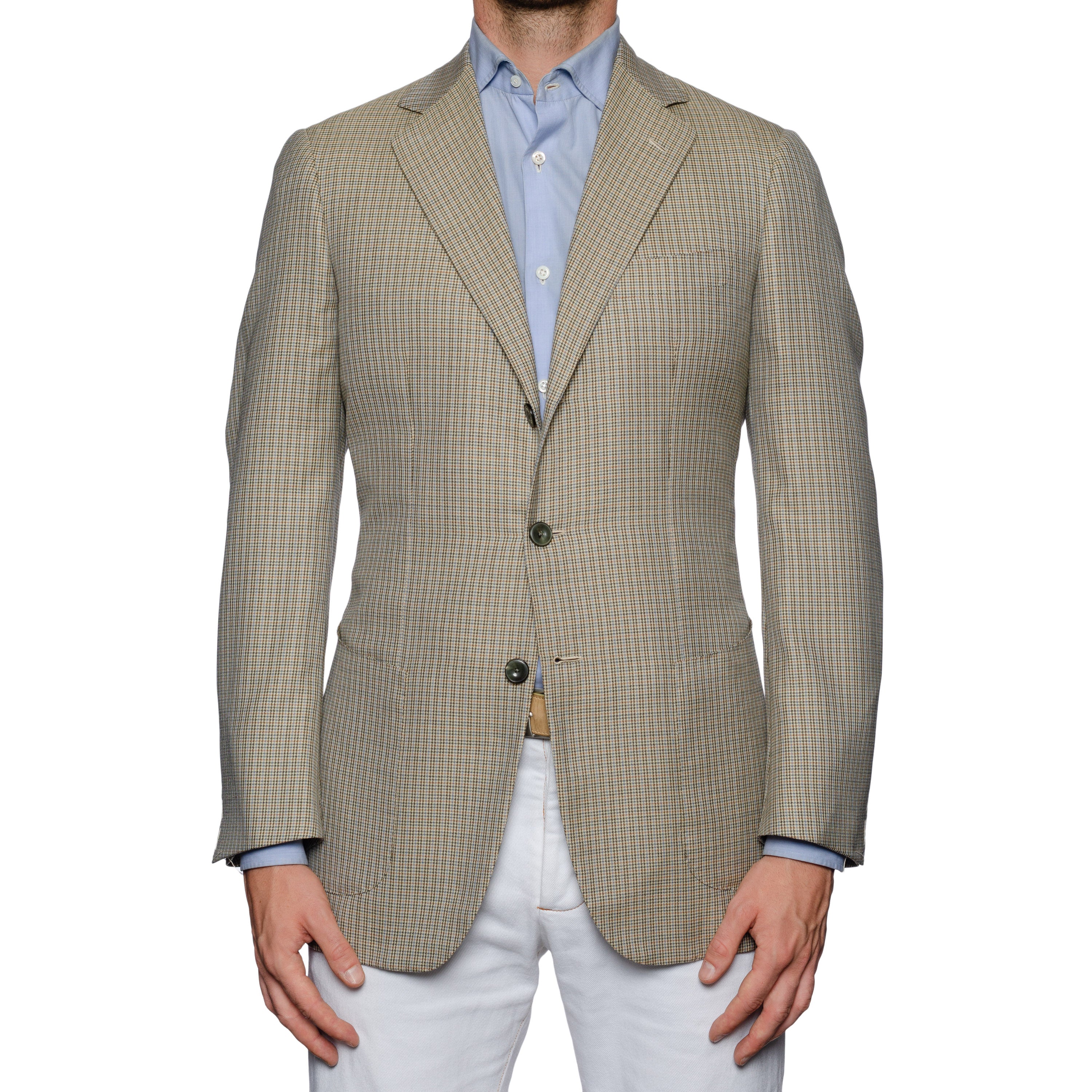SARTORIA CASTANGIA Beige Plaid Silk-Wool Super 140's Jacket NEW CASTANGIA