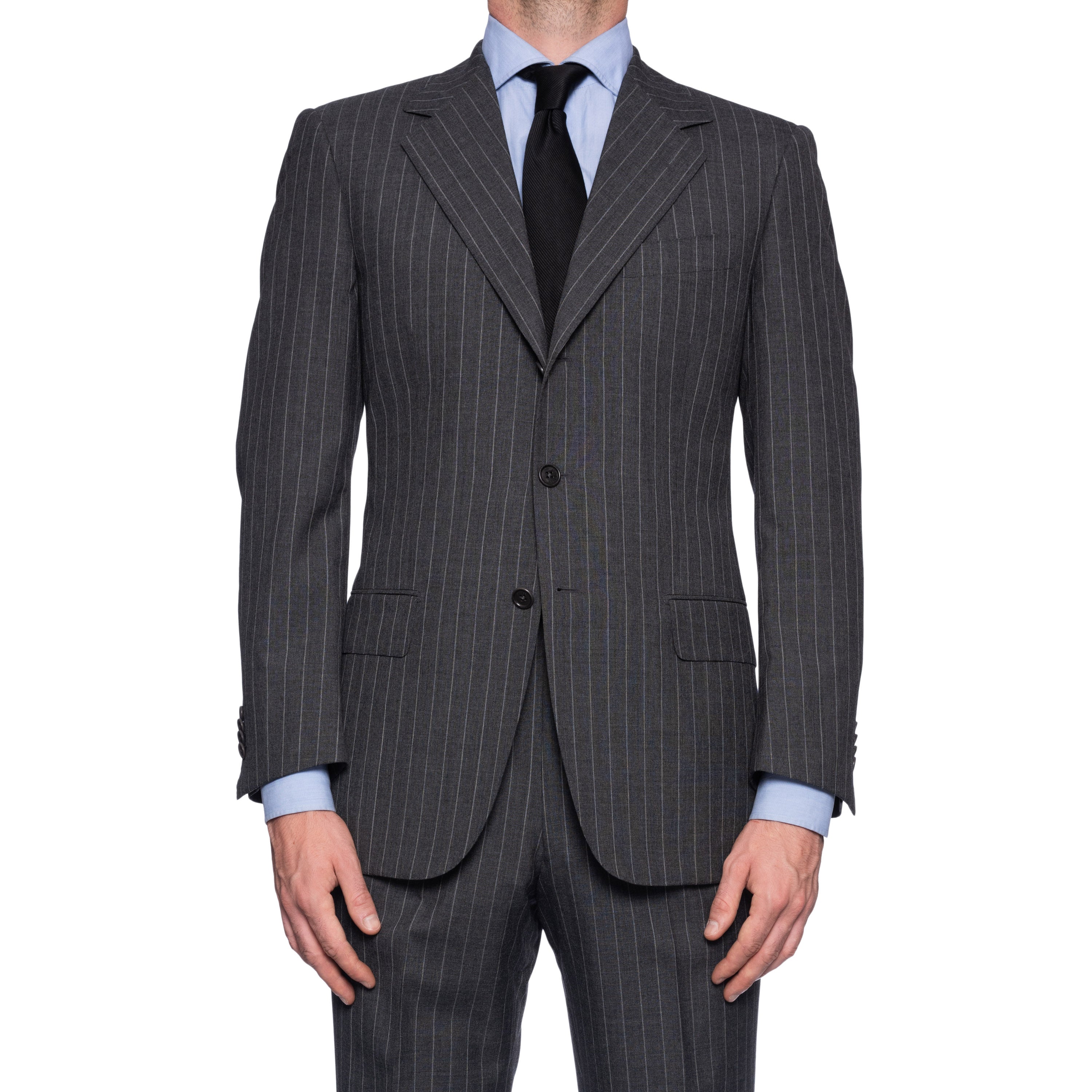 SARTORIA CASTANGIA Handmade Gray Striped Wool Business Suit NEW CASTANGIA
