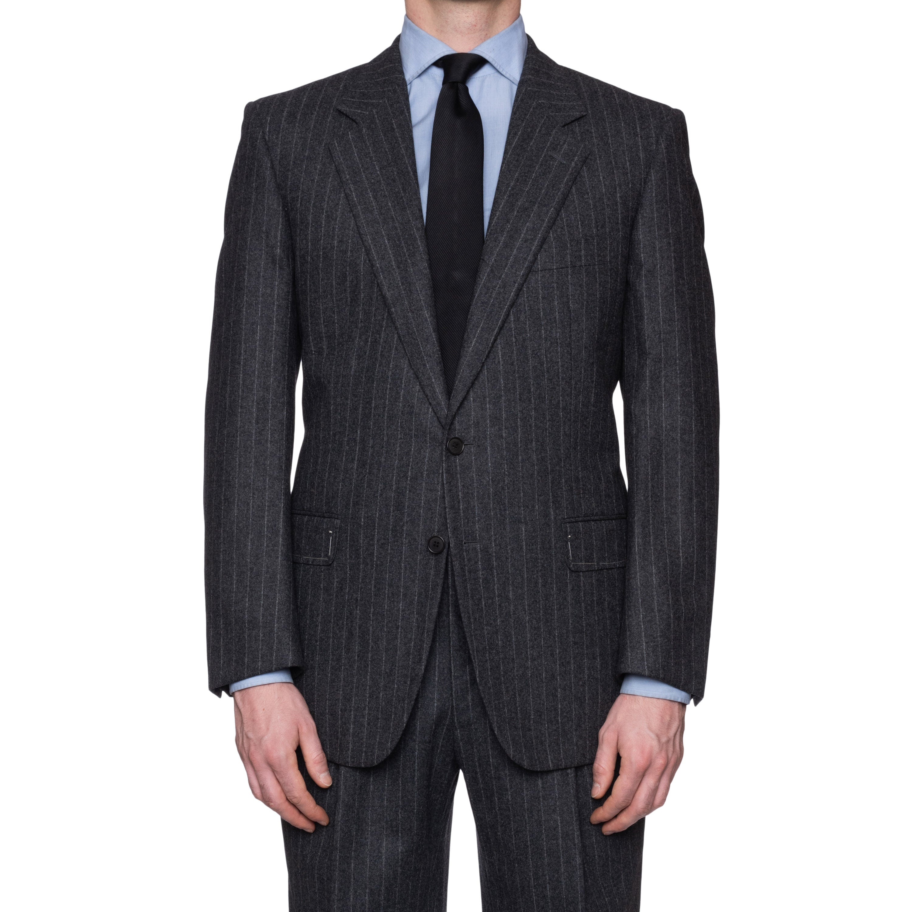 SARTORIA CASTANGIA Handmade Gray Striped Wool Flannel Suit EU 52 NEW US 42 CASTANGIA