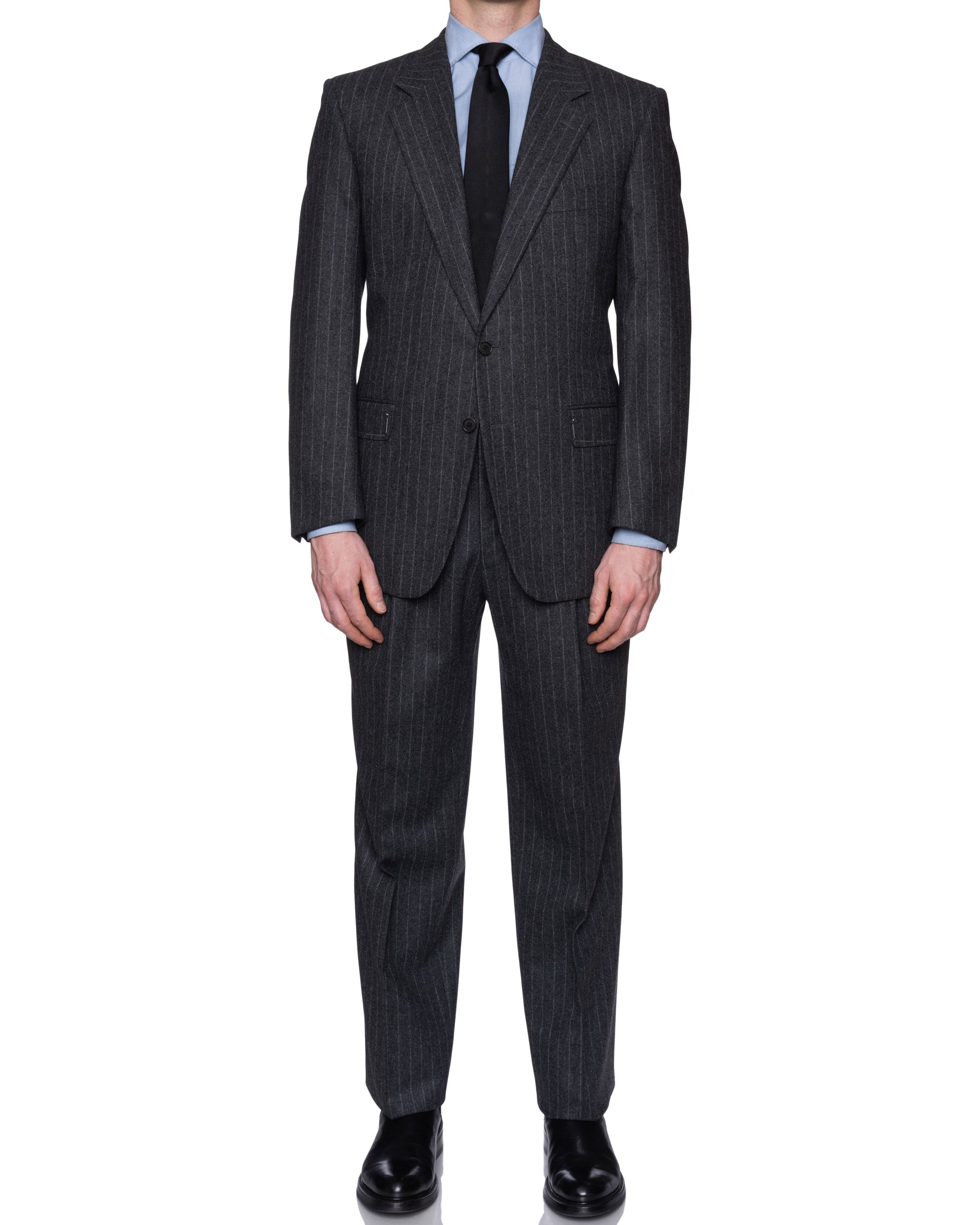 SARTORIA CASTANGIA Handmade Gray Striped Wool Flannel Suit EU 52 NEW US 42 CASTANGIA