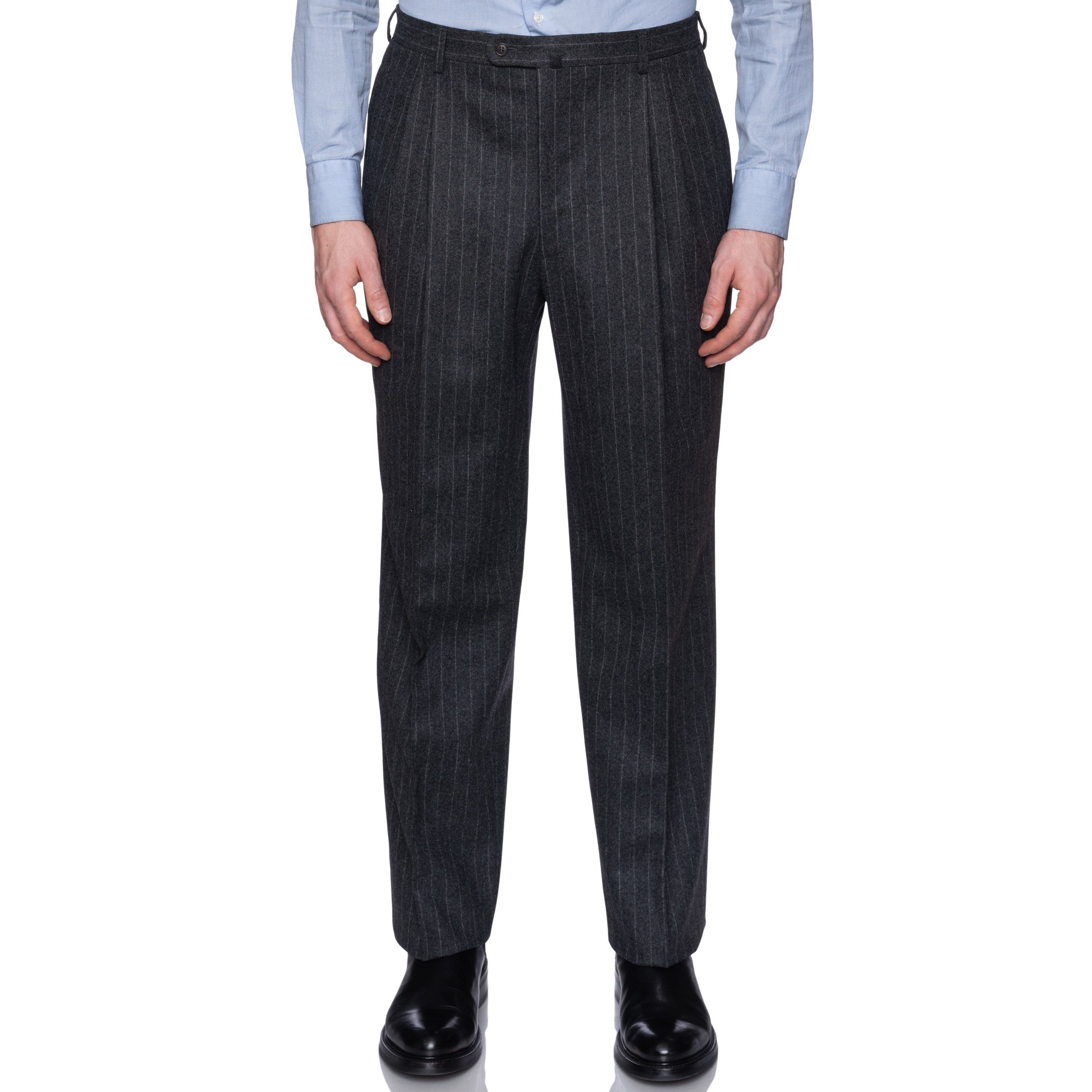 SARTORIA CASTANGIA Handmade Gray Striped Wool Flannel Suit EU 52 NEW US 42 CASTANGIA