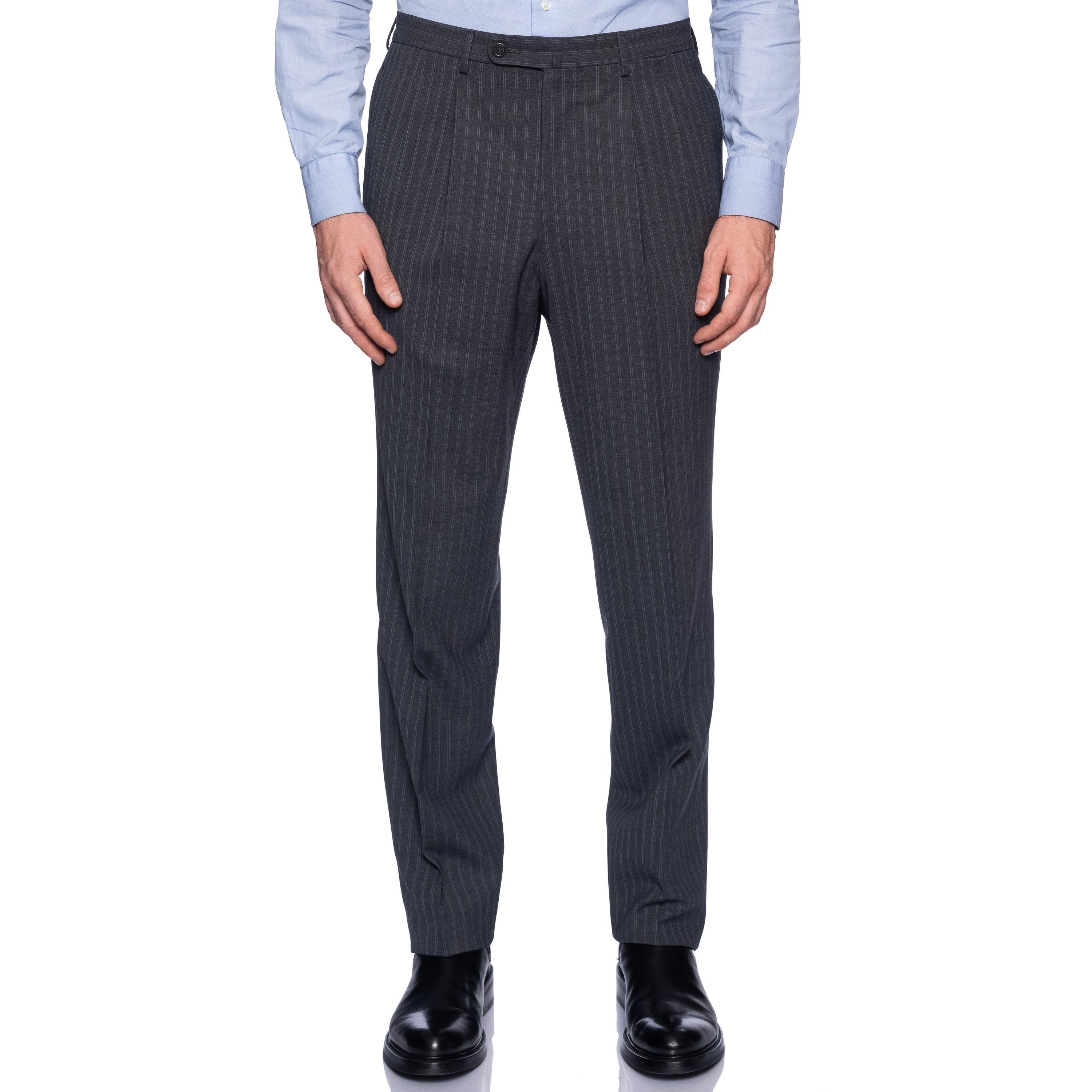 SARTORIA CASTANGIA Handmade Gray Striped Wool Super 110's Business Suit NEW CASTANGIA