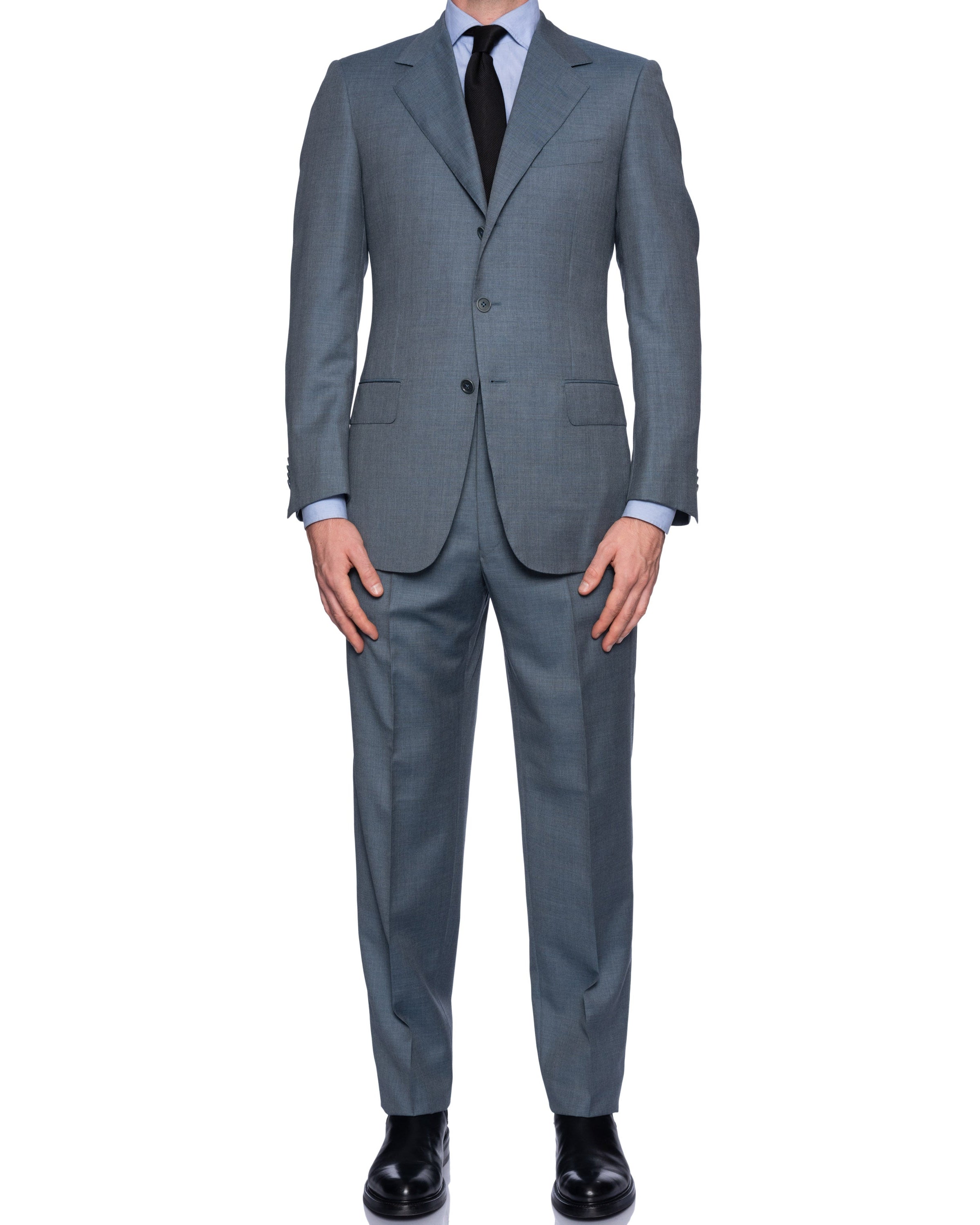 SARTORIA CASTANGIA Handmade Gray-Blue Wool Suit EU 48 NEW US 38 CASTANGIA