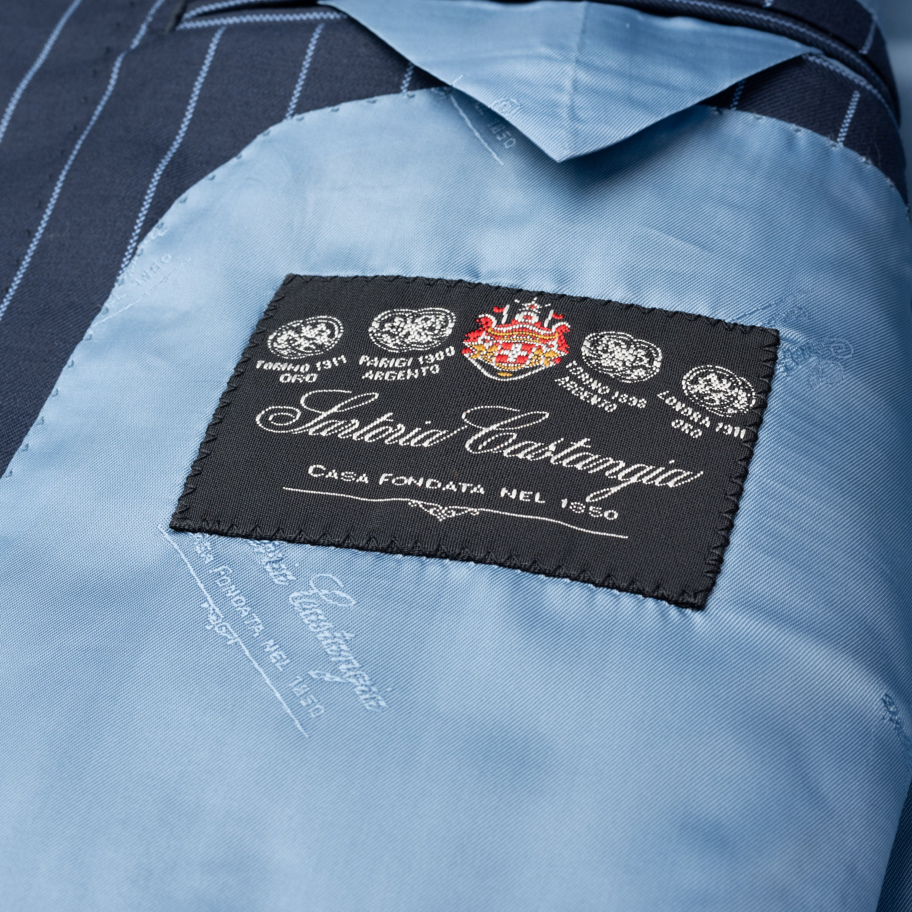 SARTORIA CASTANGIA Navy Blue Striped Wool Super 140's Jacket EU 54 NEW US 44 CASTANGIA