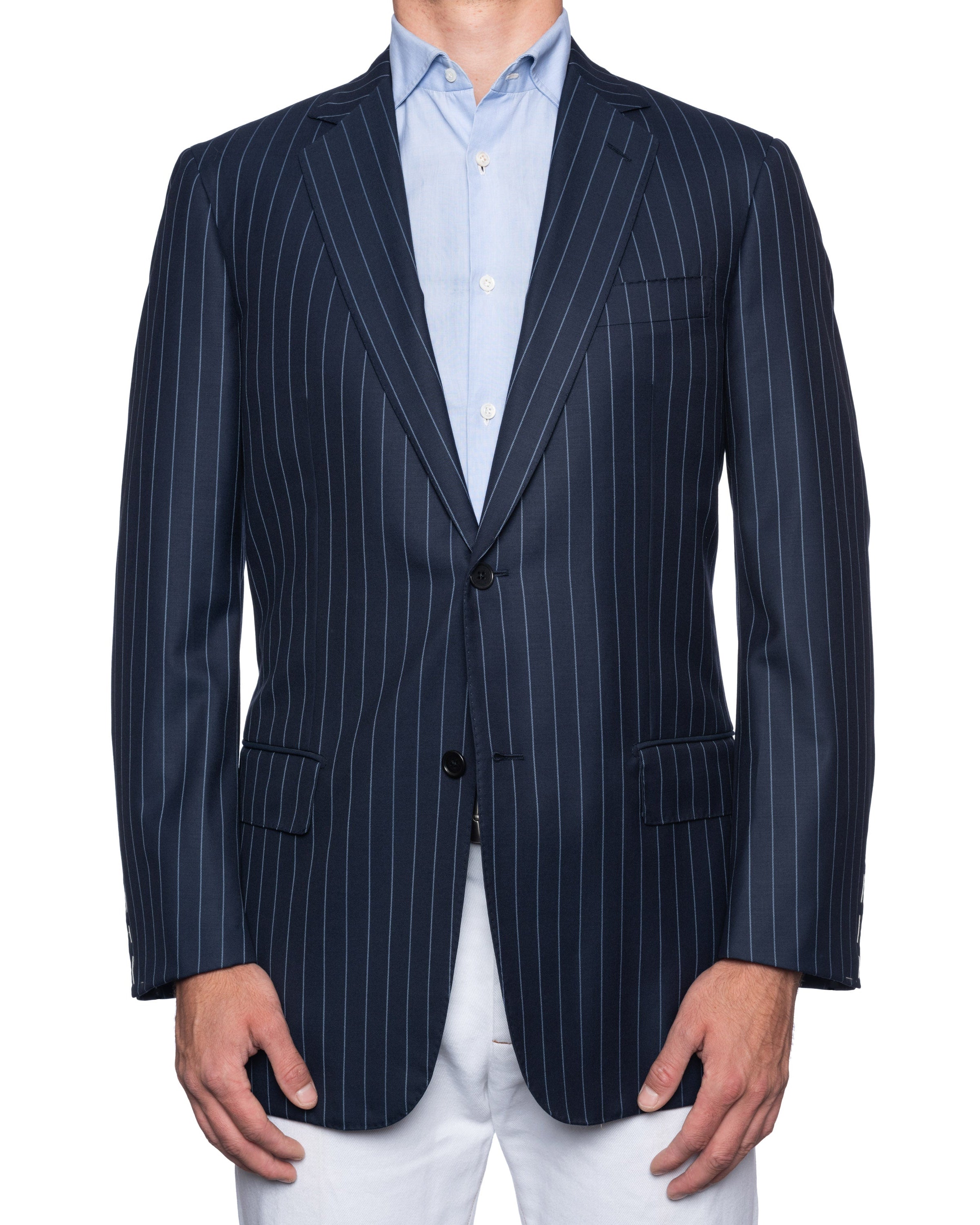 SARTORIA CASTANGIA Navy Blue Striped Wool Super 140's Jacket EU 54 NEW US 44 CASTANGIA