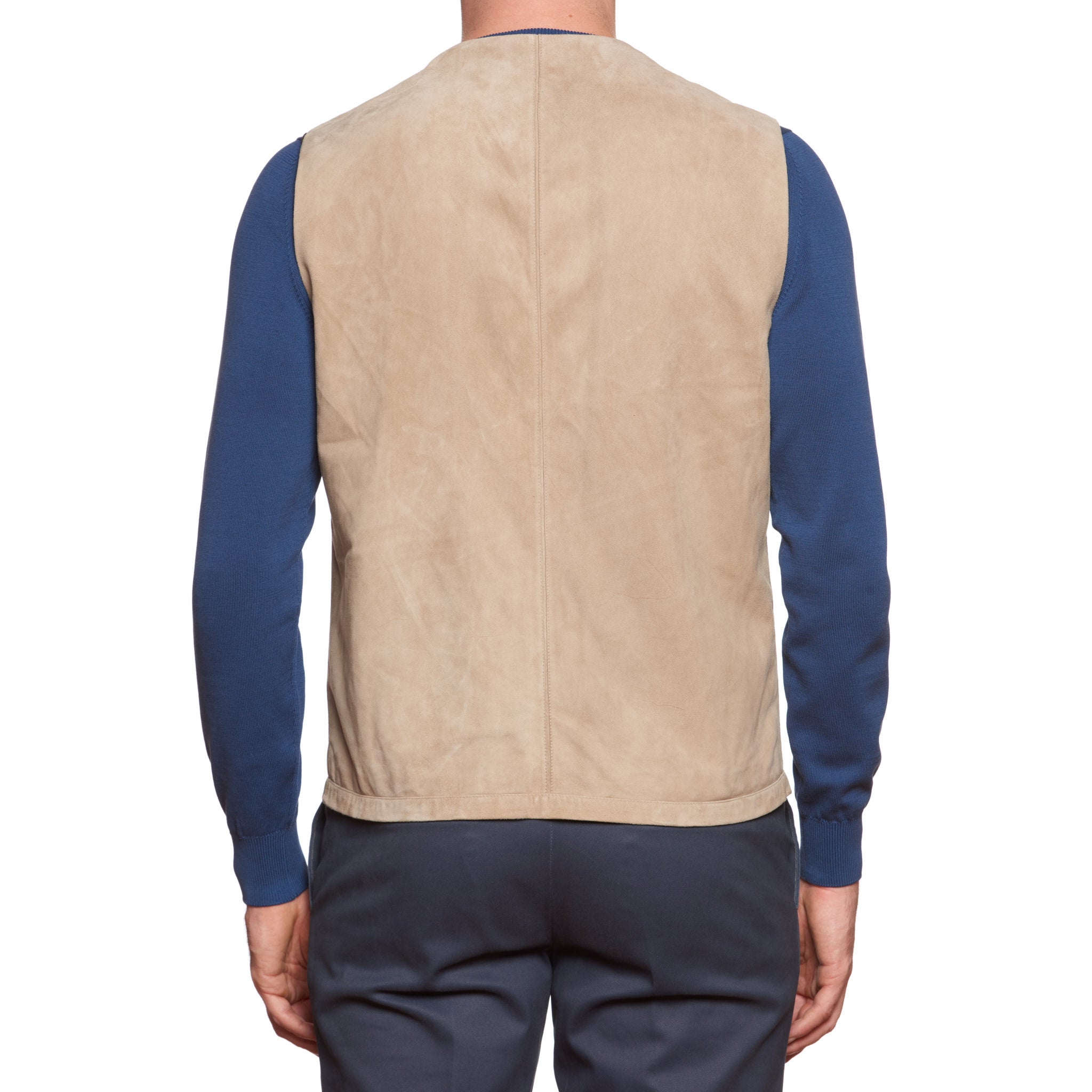 SERAPHIN Beige Goat Suede Leather Silk Lined Vest EU 50 NEW US M SERAPHIN