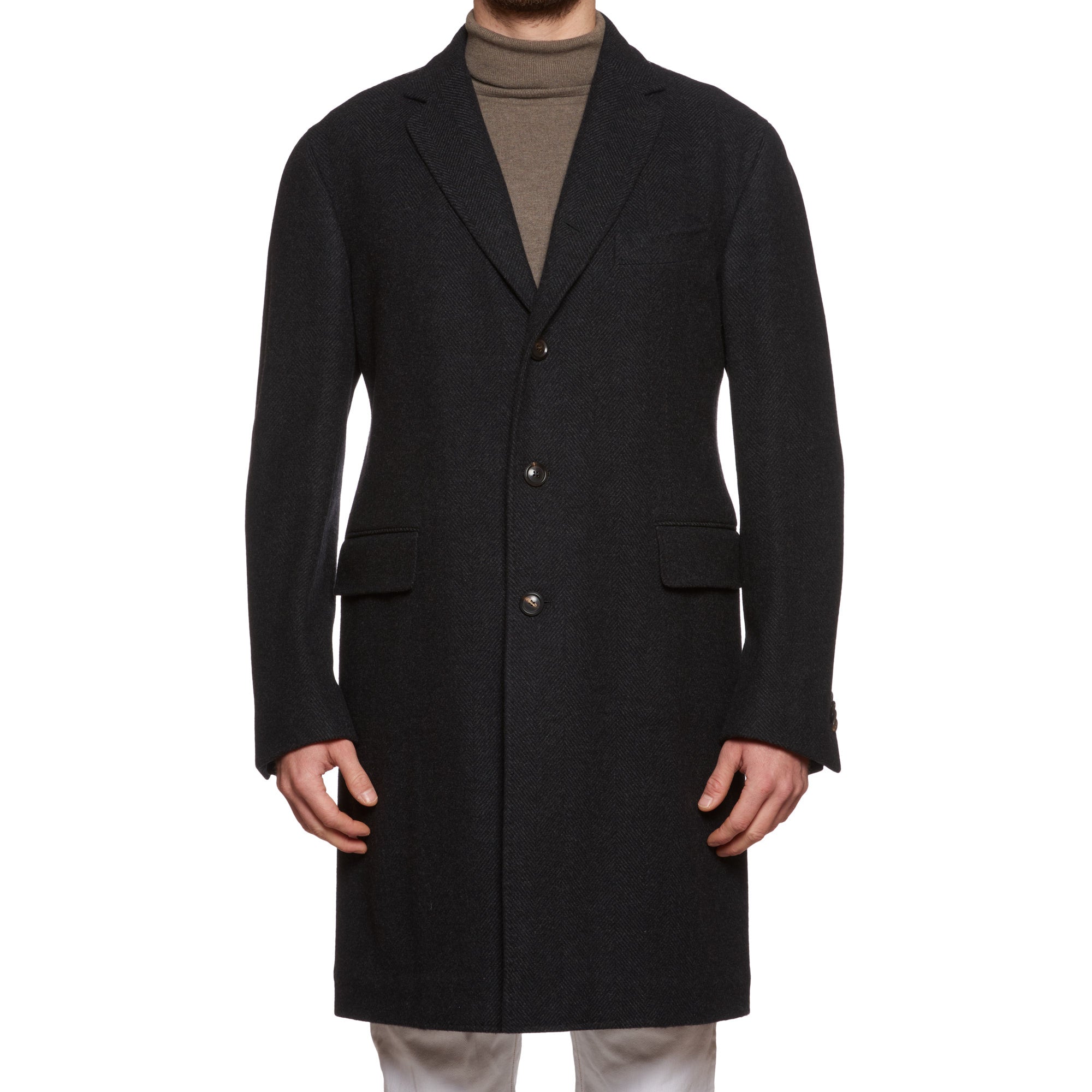STILE LATINO Napoli Gray Herringbone Wool Super 100
