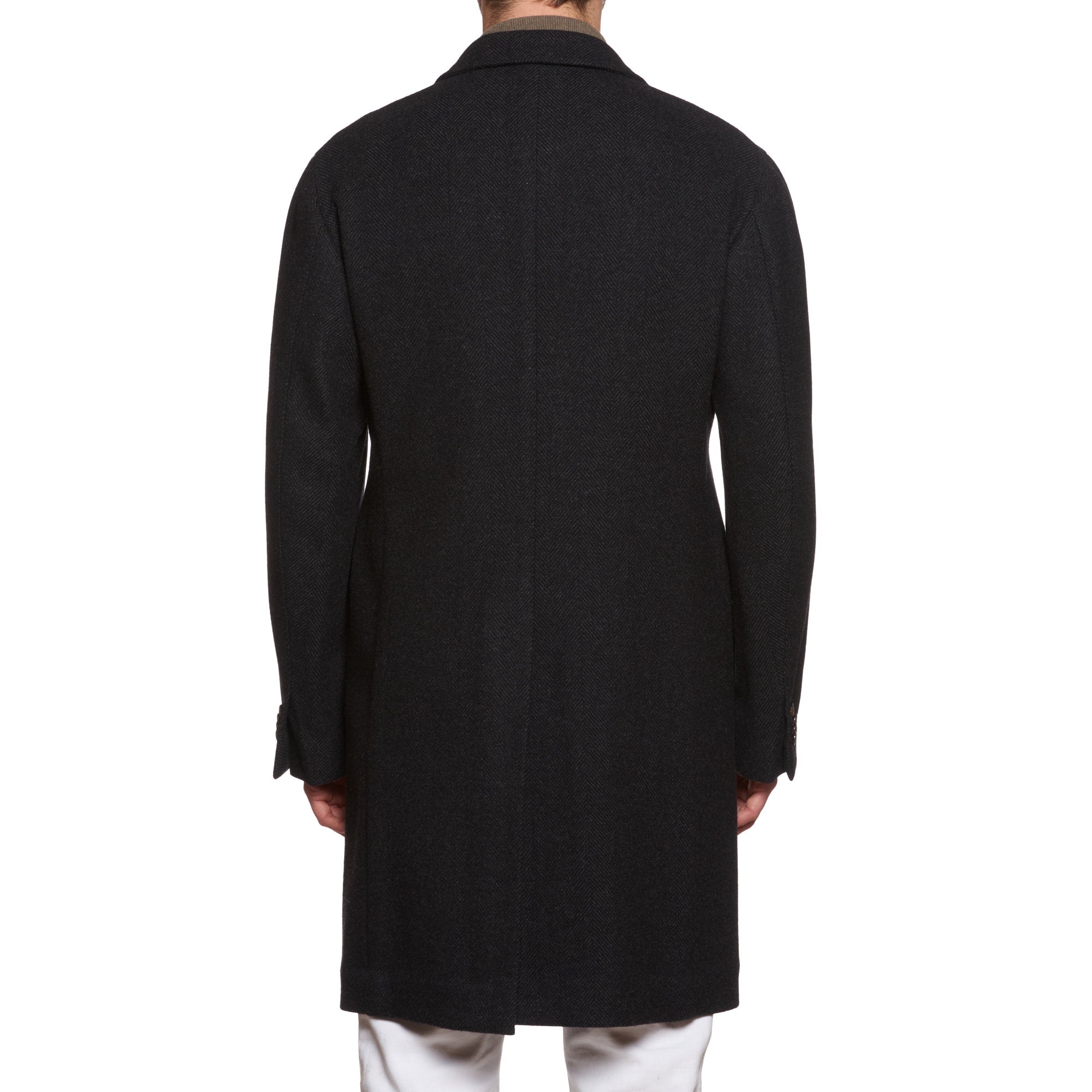 STILE LATINO Napoli Gray Herringbone Wool Super 100's Coat EU 54 NEW US 44 STILE LATINO