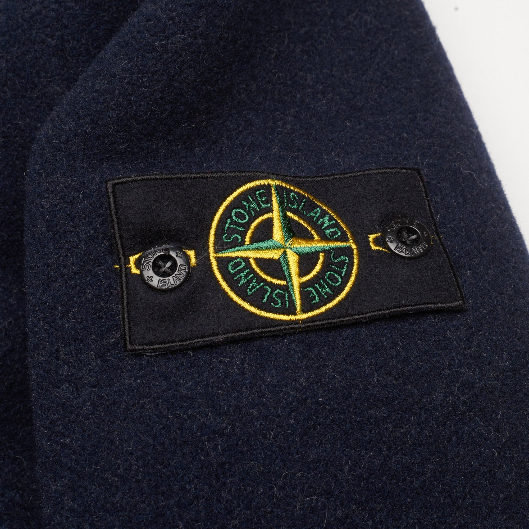 STONE ISLAND PANNO JACQUARD Navy Blue Wool Pea Coat NEW Logo Patch STONE ISLAND