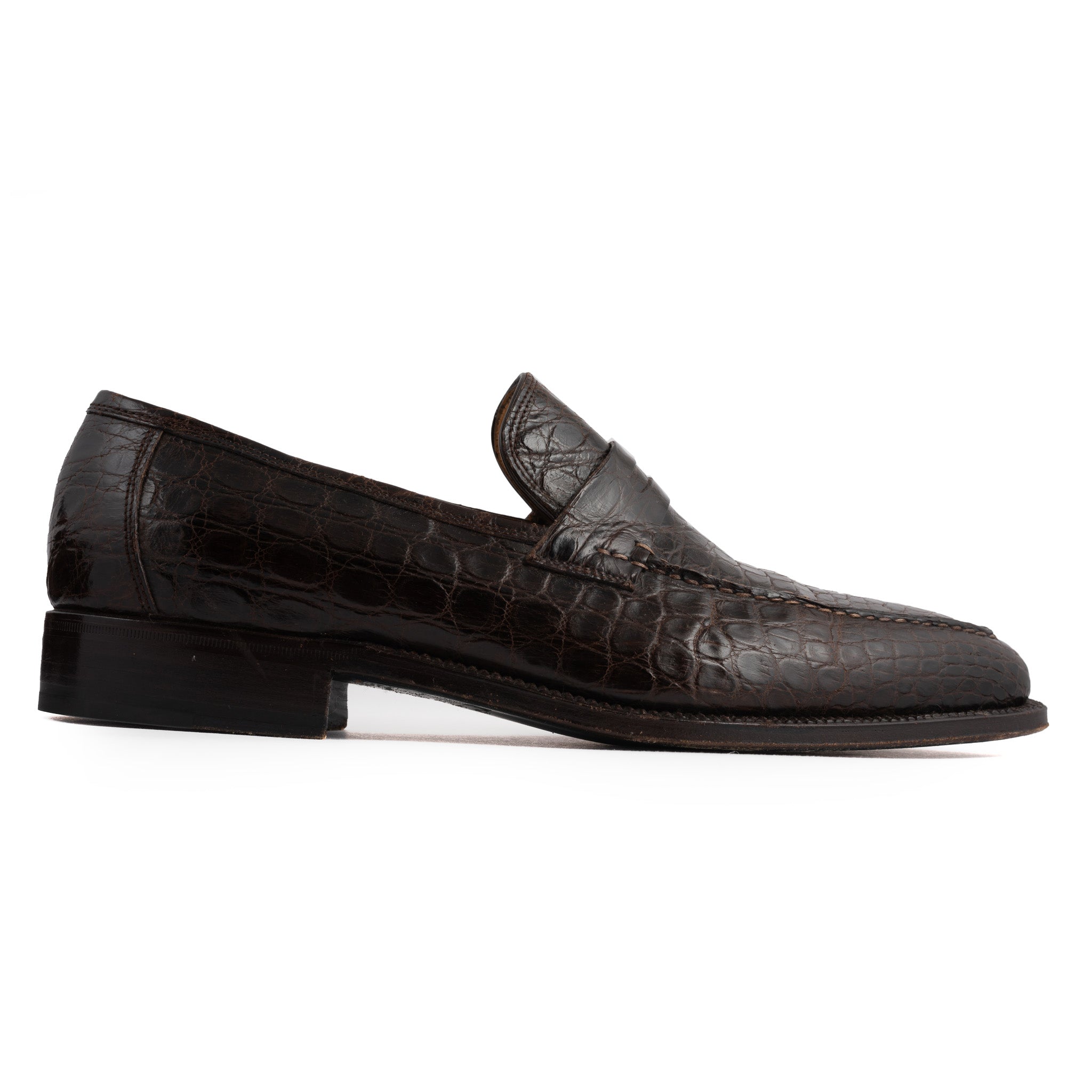 SUTOR MANTELLASSI Handmade Brown Crocodile Leather Penny Loafer Shoes EU 40 US 7 SUTOR MANTELLASSI