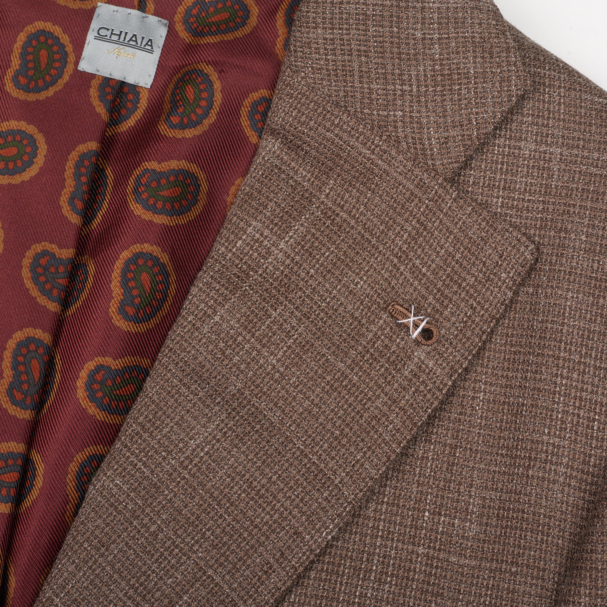 Sartoria CHIAIA Bespoke Brown Hopsack Wool-Silk-Linen Jacket 50 NEW US 40 SARTORIA CHIAIA