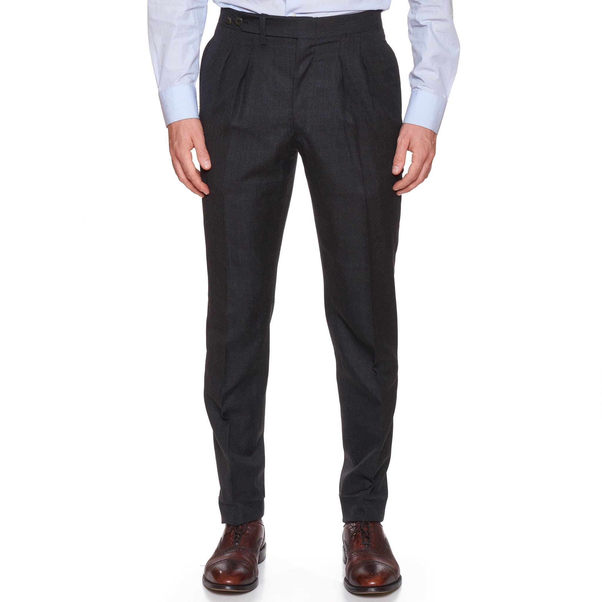 Sartoria CHIAIA Napoli Handmade Charcoal Gray Slim Pleated Dress Pants NEW SARTORIA CHIAIA