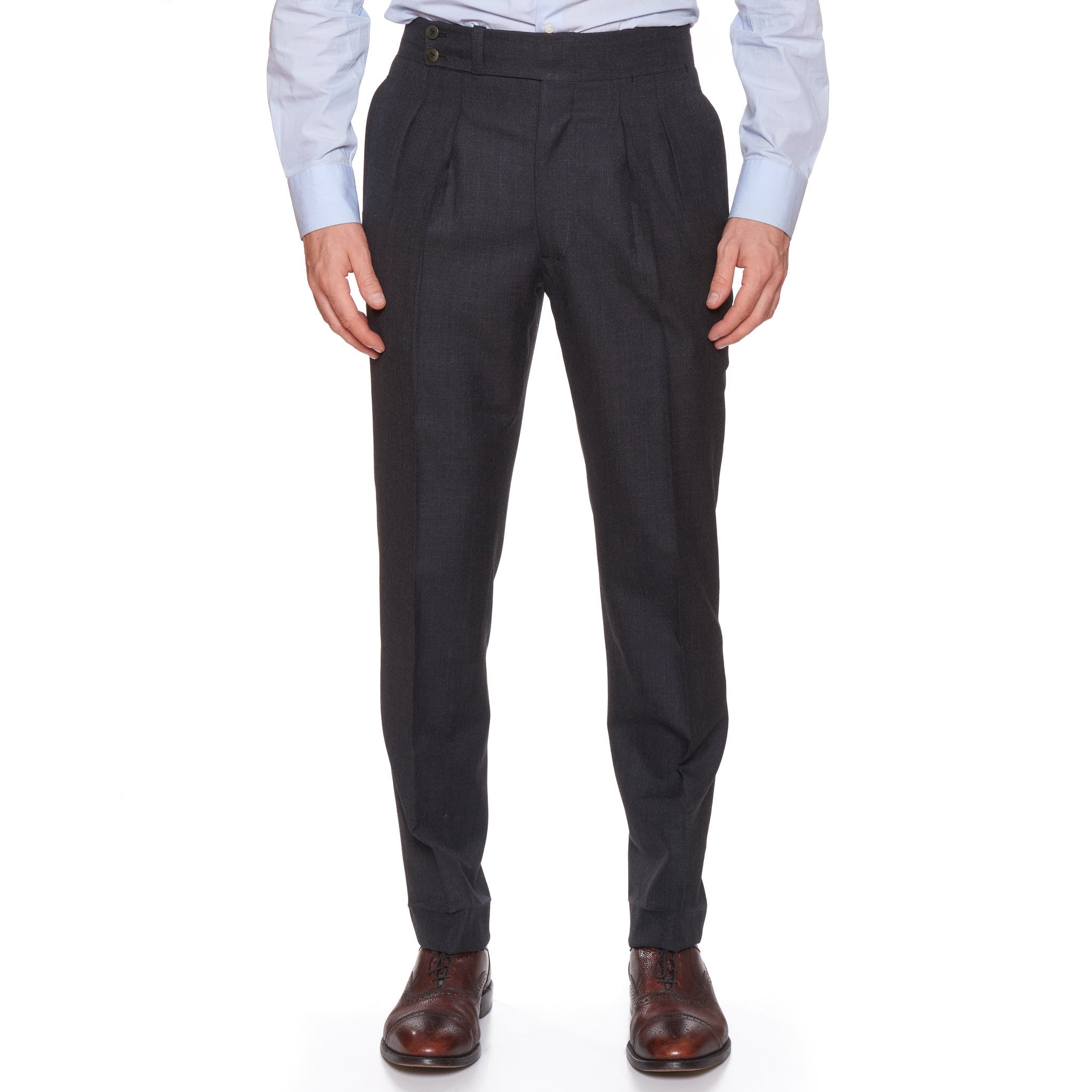 Sartoria CHIAIA Napoli Handmade Gray Wool Double Pleated Dress Pants NEW SARTORIA CHIAIA