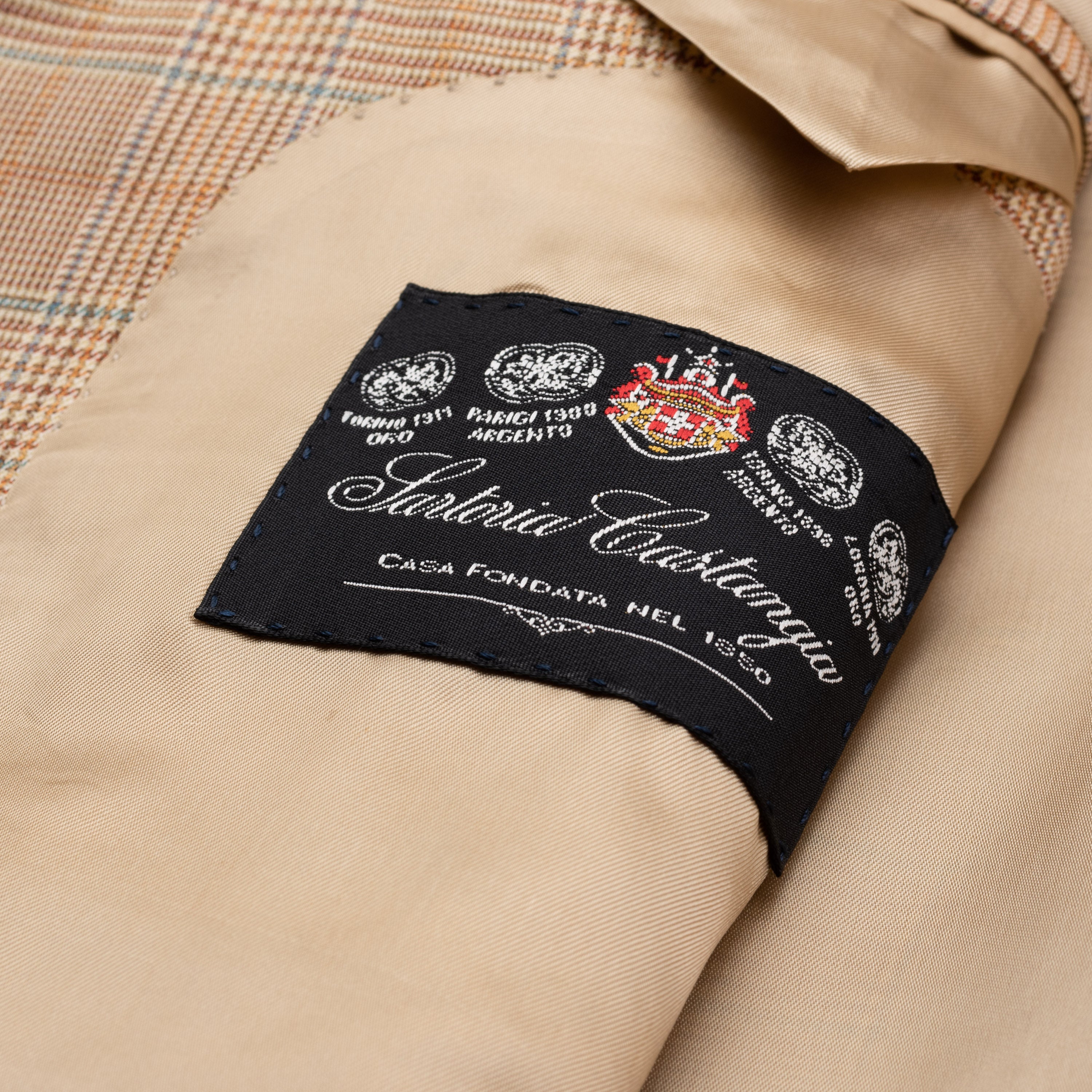 SARTORIA CASTANGIA Tan Prince of Wales Wool Super 110's Jacket EU 48 NEW US 38 CASTANGIA