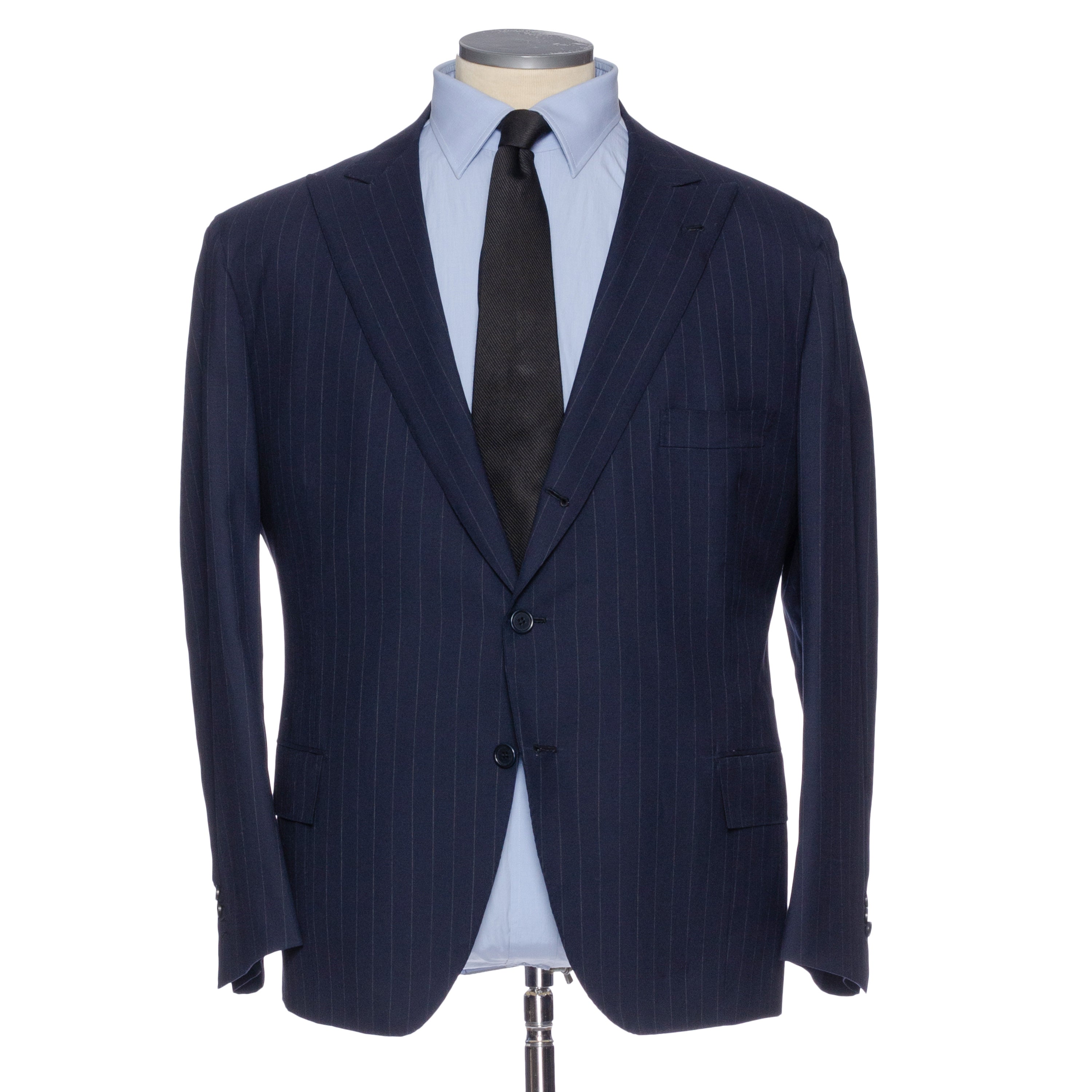 Sartoria CHIAIA Bespoke Handmade Blue Striped Loro Piana Wool Suit 62 NEW 52 Big SARTORIA CHIAIA