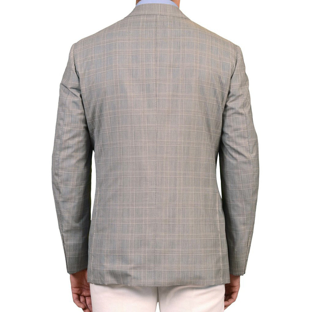 Sartoria PARTENOPEA Hand Made Gray Glen Plaid Wool-Silk Jacket EU 54 NEW US 44 SARTORIA PARTENOPEA