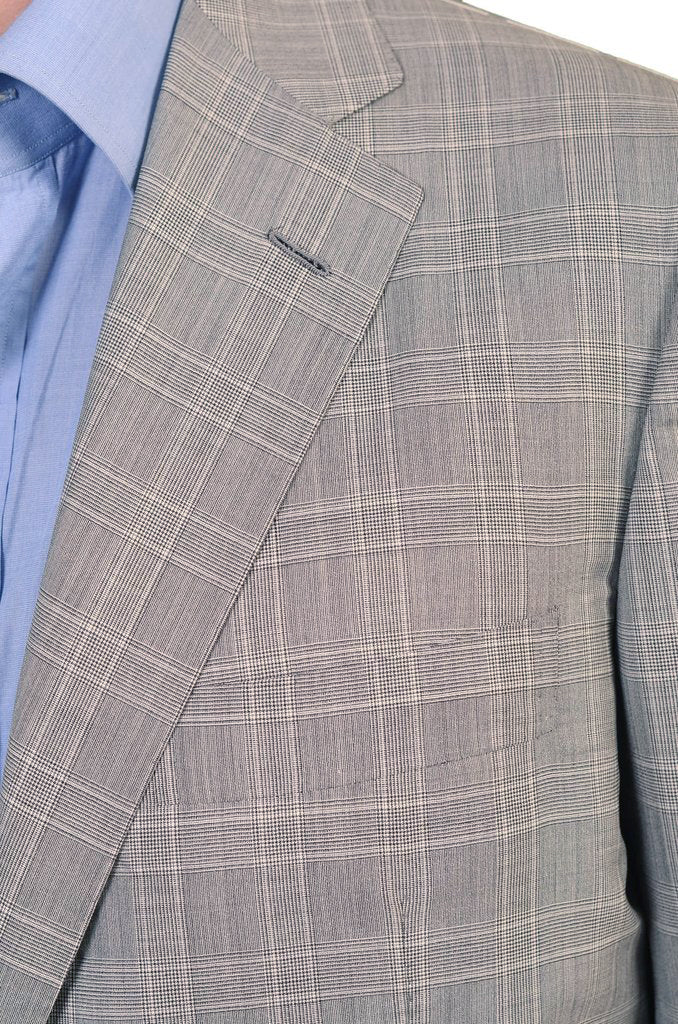 Sartoria PARTENOPEA Hand Made Gray Glen Plaid Wool-Silk Jacket EU 54 NEW US 44 SARTORIA PARTENOPEA