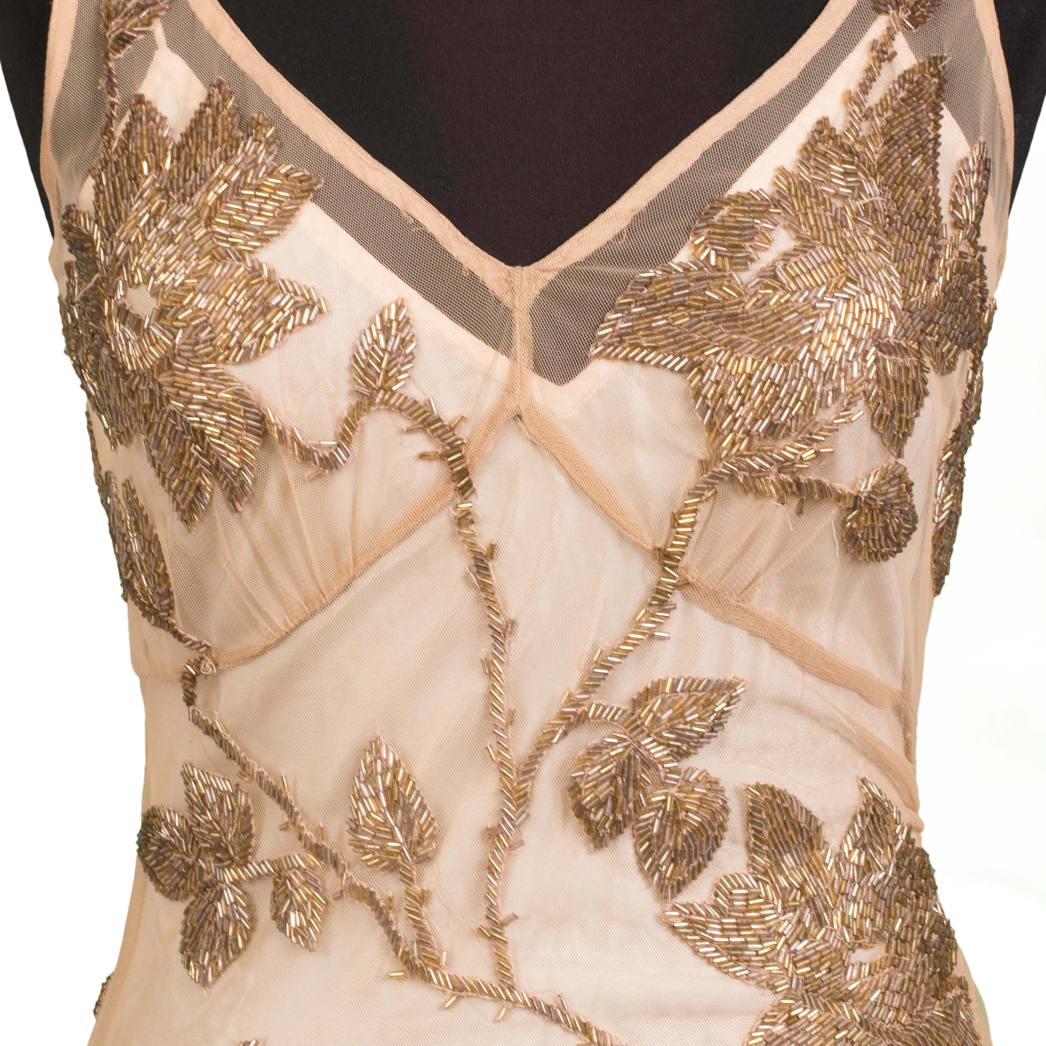 TRACY REESE Gold Floral Beaded Top with Silk Lining NEW US 4 WOMEN'S BOUTIQUE