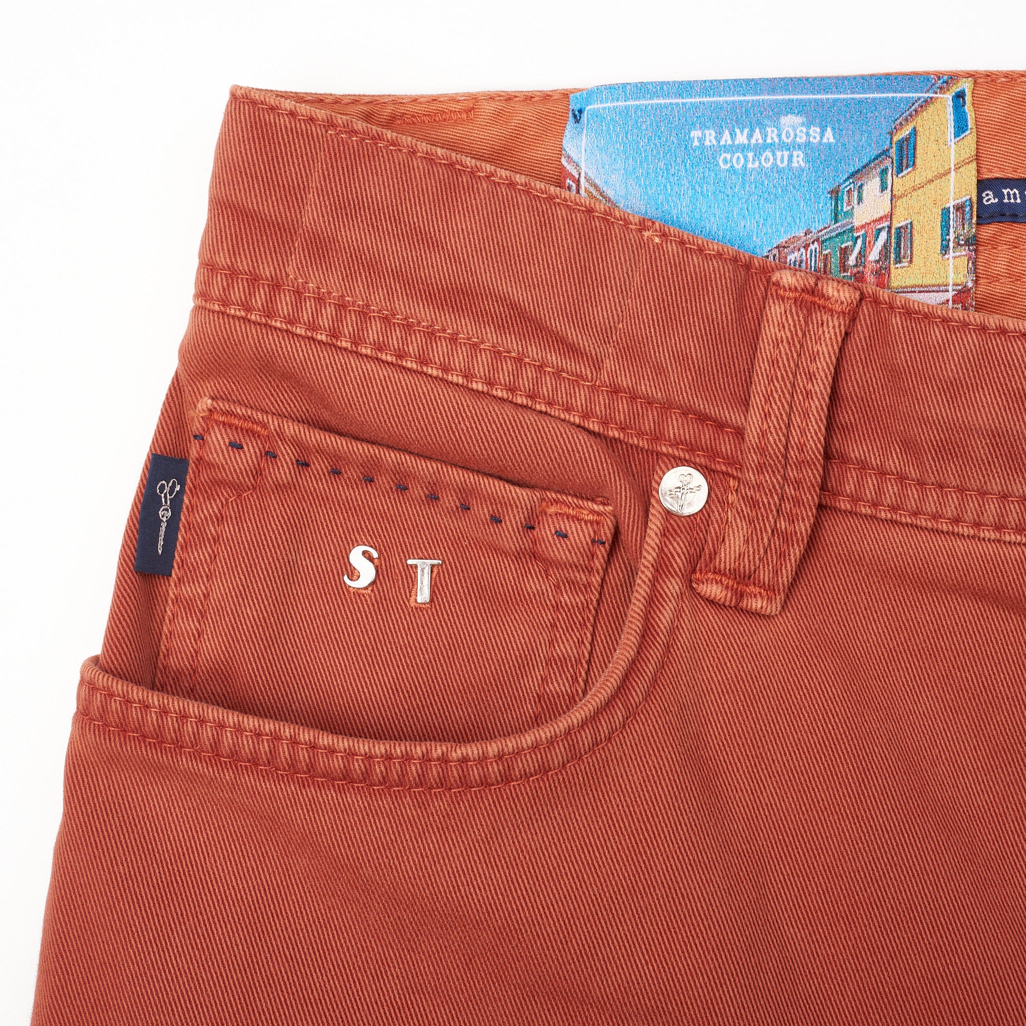 TRAMAROSSA Colour Leonardo Brick Red Cotton Stretch Slim Fit Jeans NEW 33 TRAMAROSSA