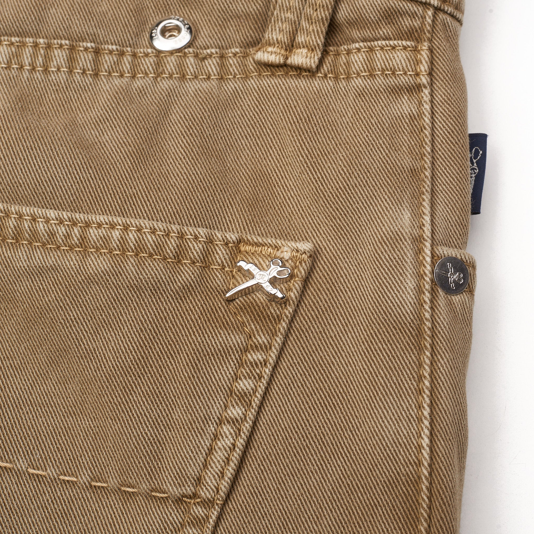 TRAMAROSSA Colour Leonardo Khaki Cotton Stretch Slim Fit Jeans Pants Size 33 TRAMAROSSA