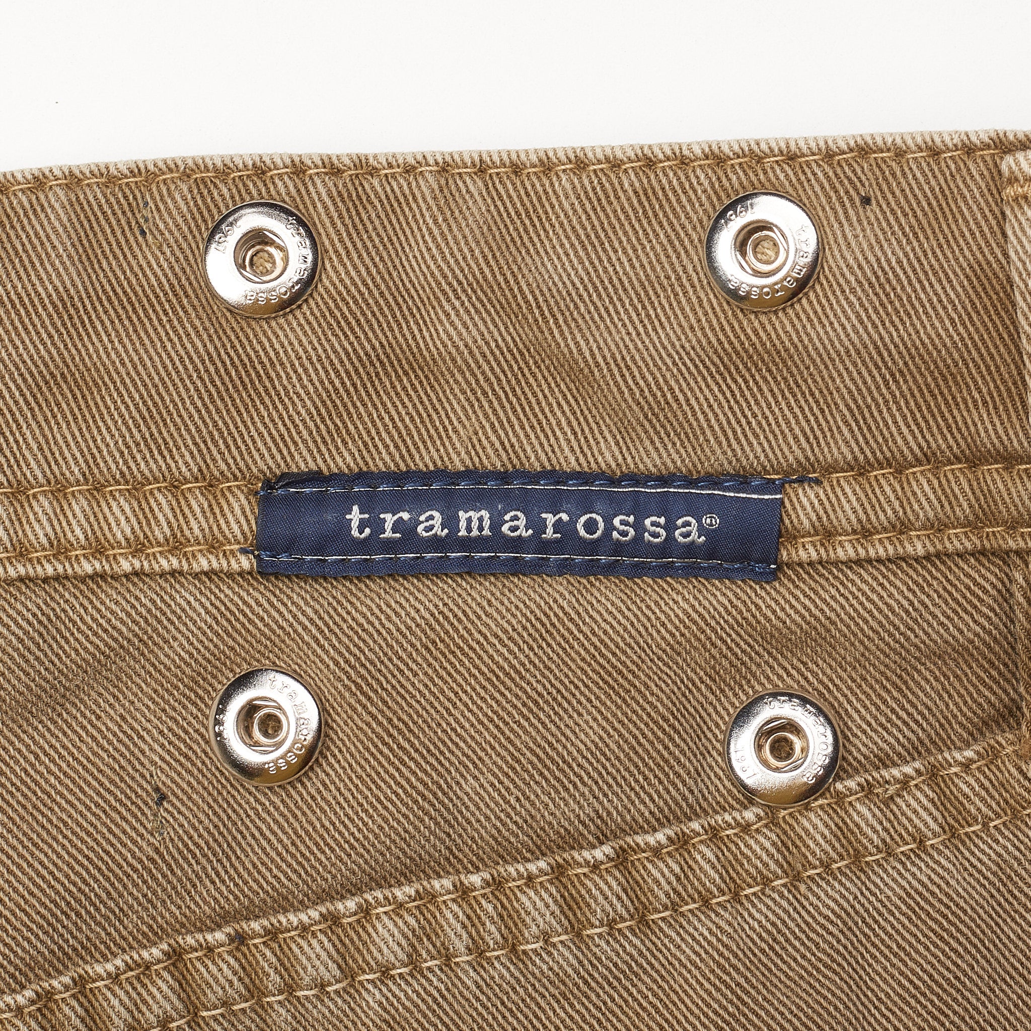 TRAMAROSSA Colour Leonardo Khaki Cotton Stretch Slim Fit Jeans Pants Size 33 TRAMAROSSA