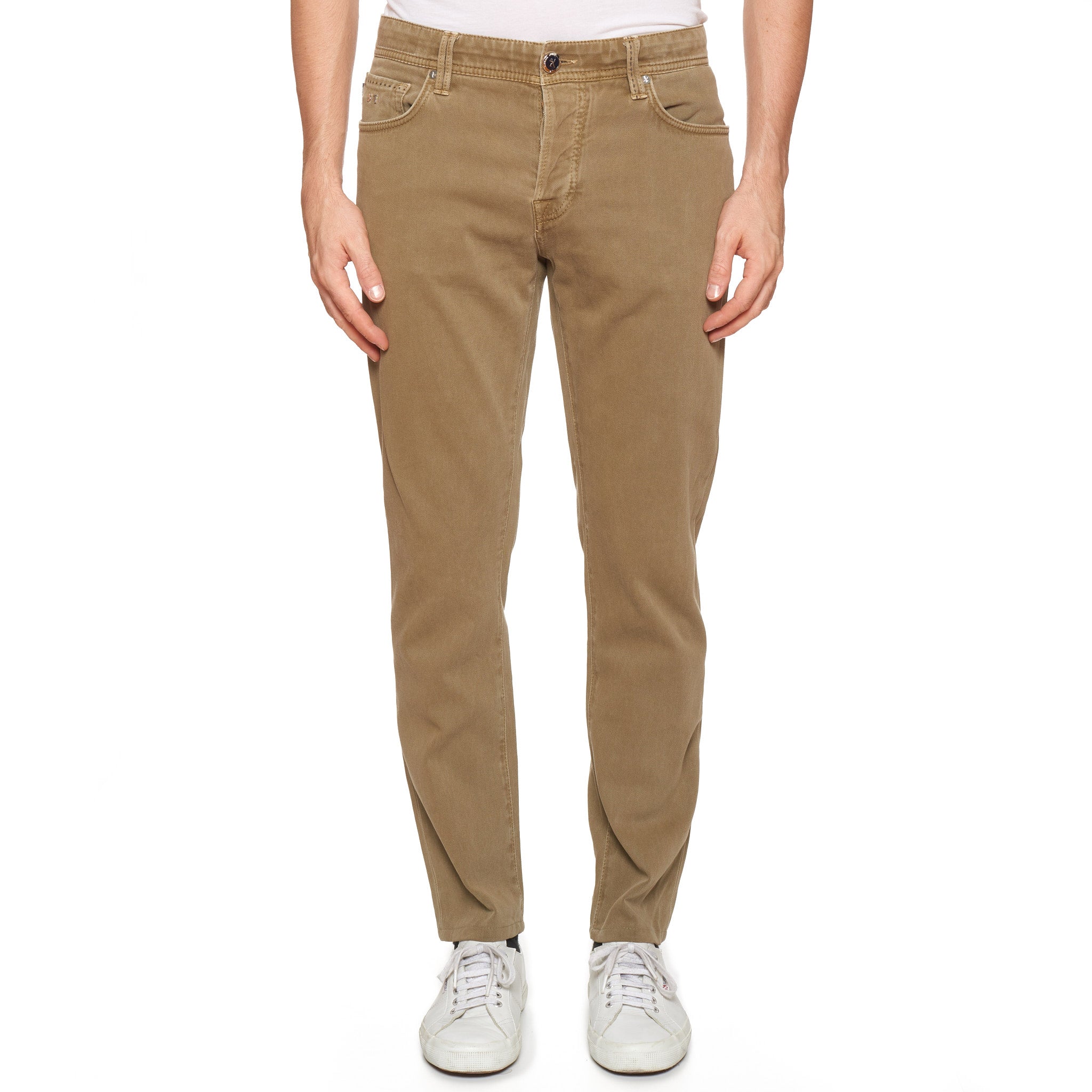 TRAMAROSSA Colour Leonardo Khaki Cotton Stretch Slim Fit Jeans Pants Size 33 TRAMAROSSA