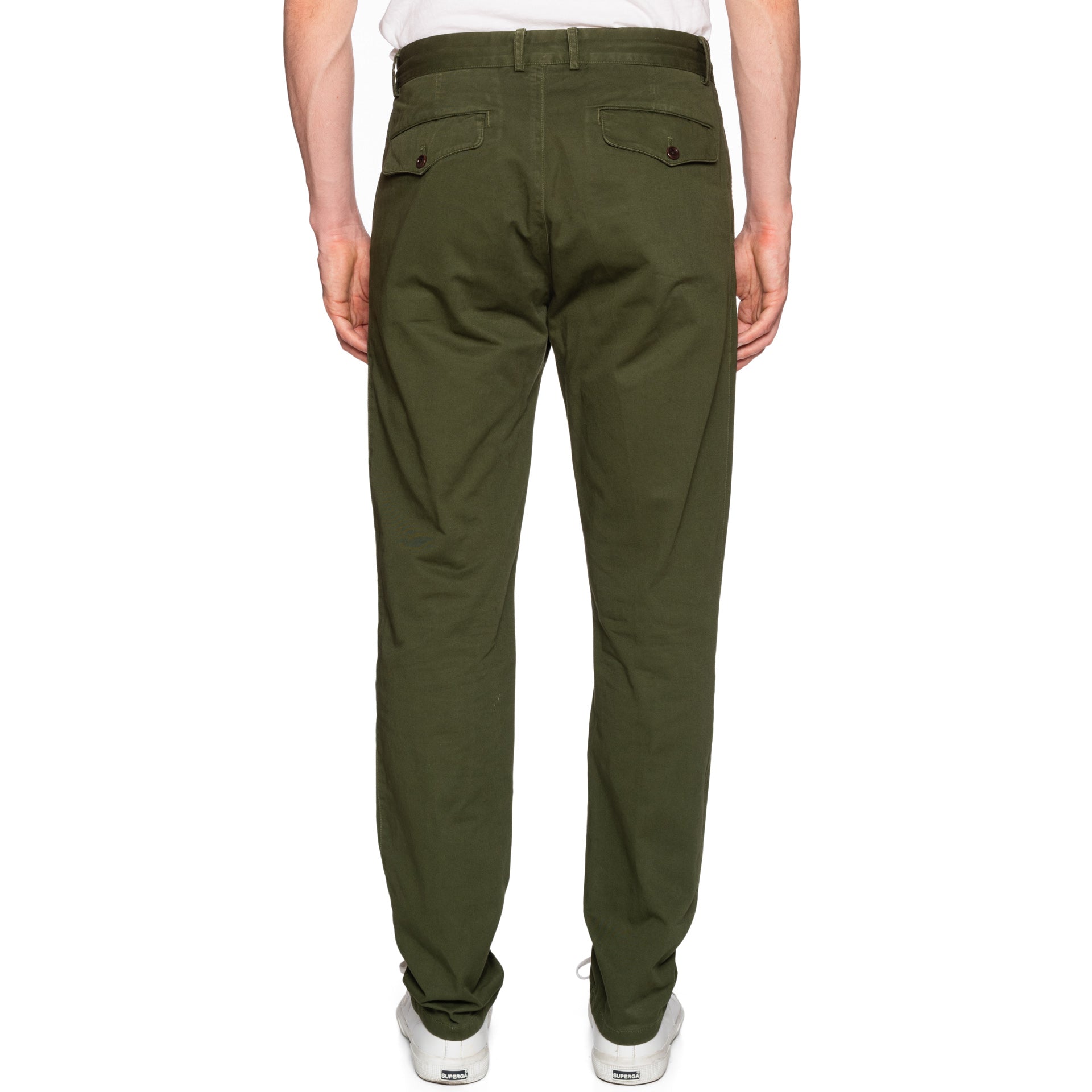 UNIS "Davis" Green Twill Cotton Single Pleated Chino Pants US 33 Slim Fit USA Ma UNIS