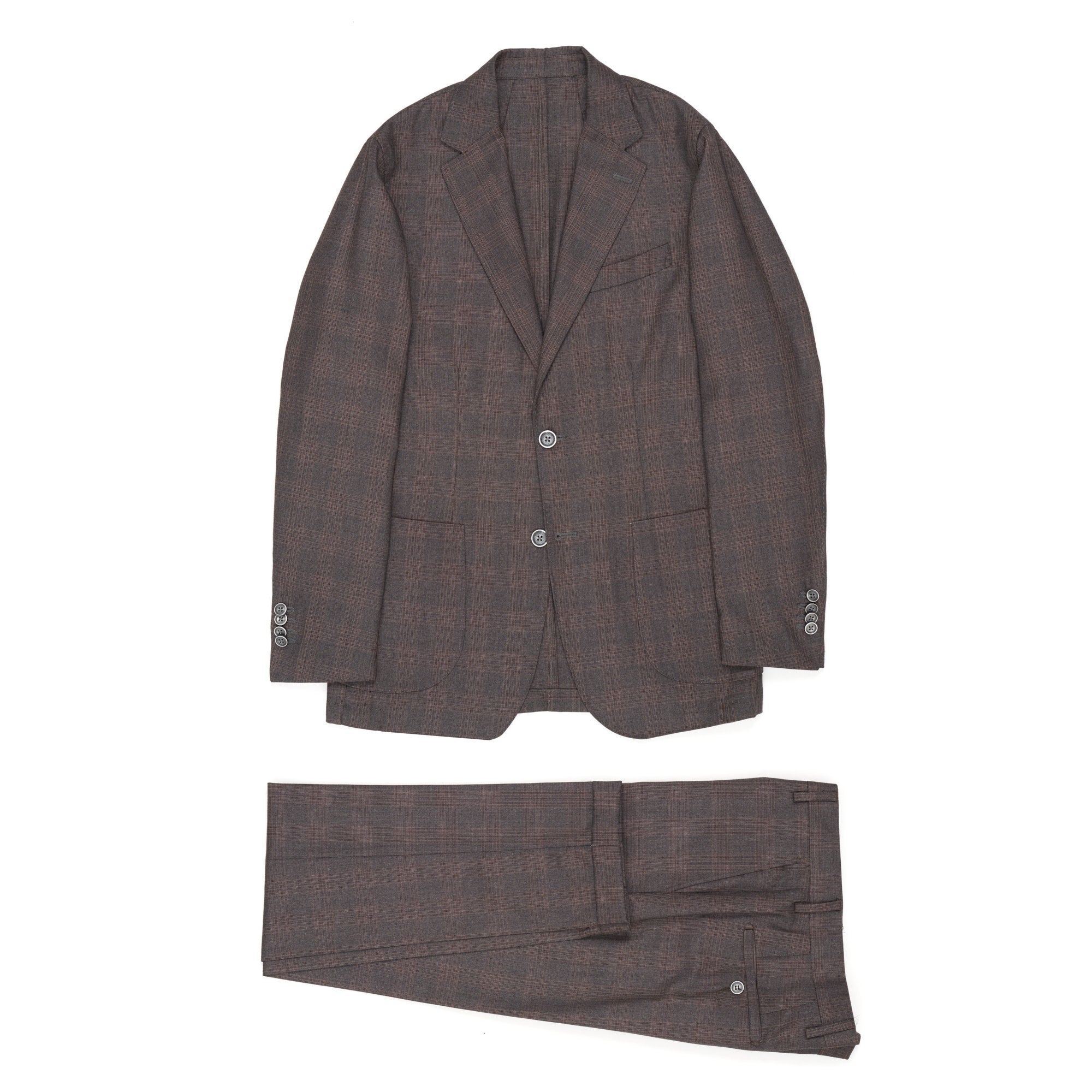 VINCENZO PALUMBO Napoli Brown Plaid Wool Unlined Suit NEW VINCENZO PALUMBO