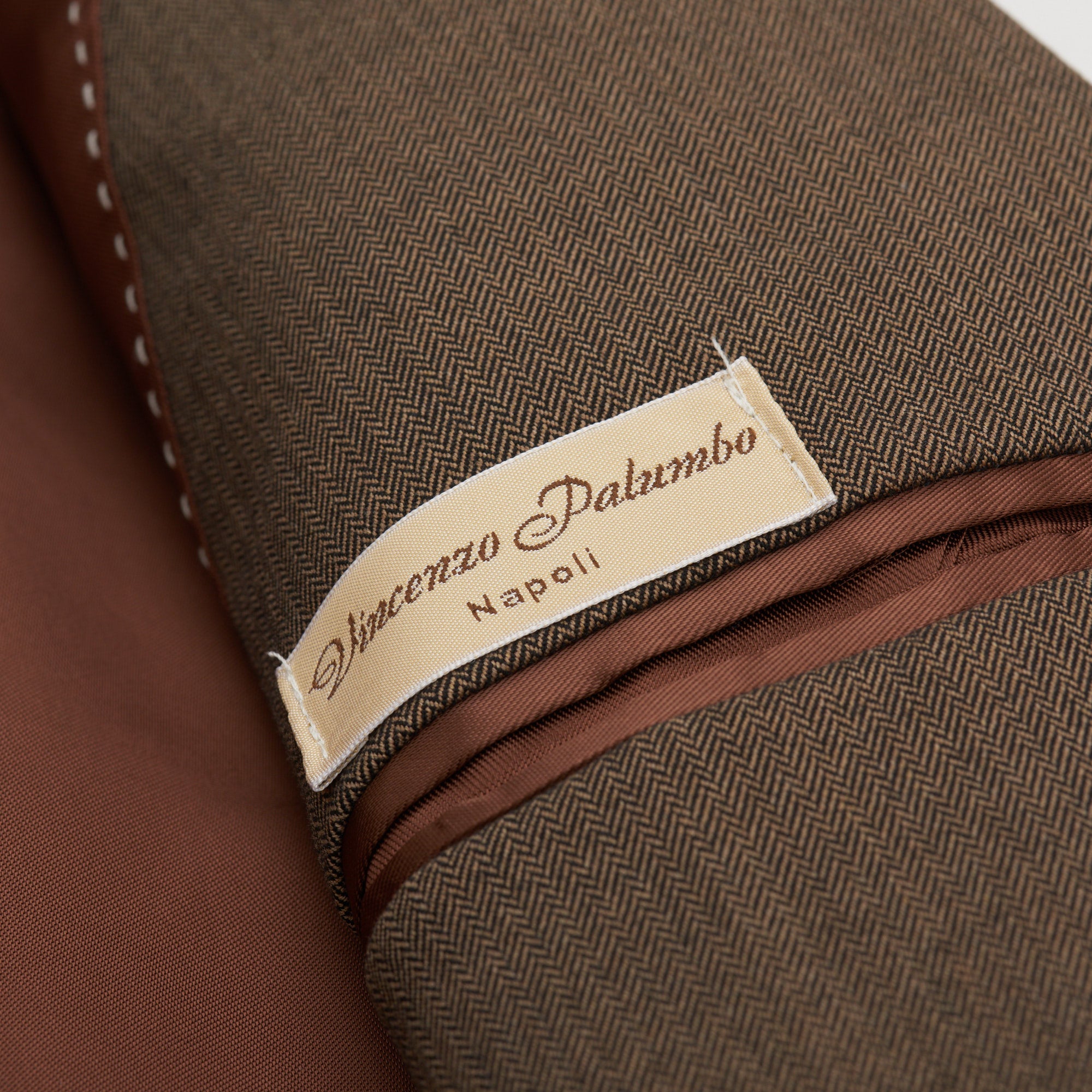 VINCENZO PALUMBO "Alfred" Tan Herringbone Wool Jacket EU 48 NEW US 36 Slim Fit VINCENZO PALUMBO