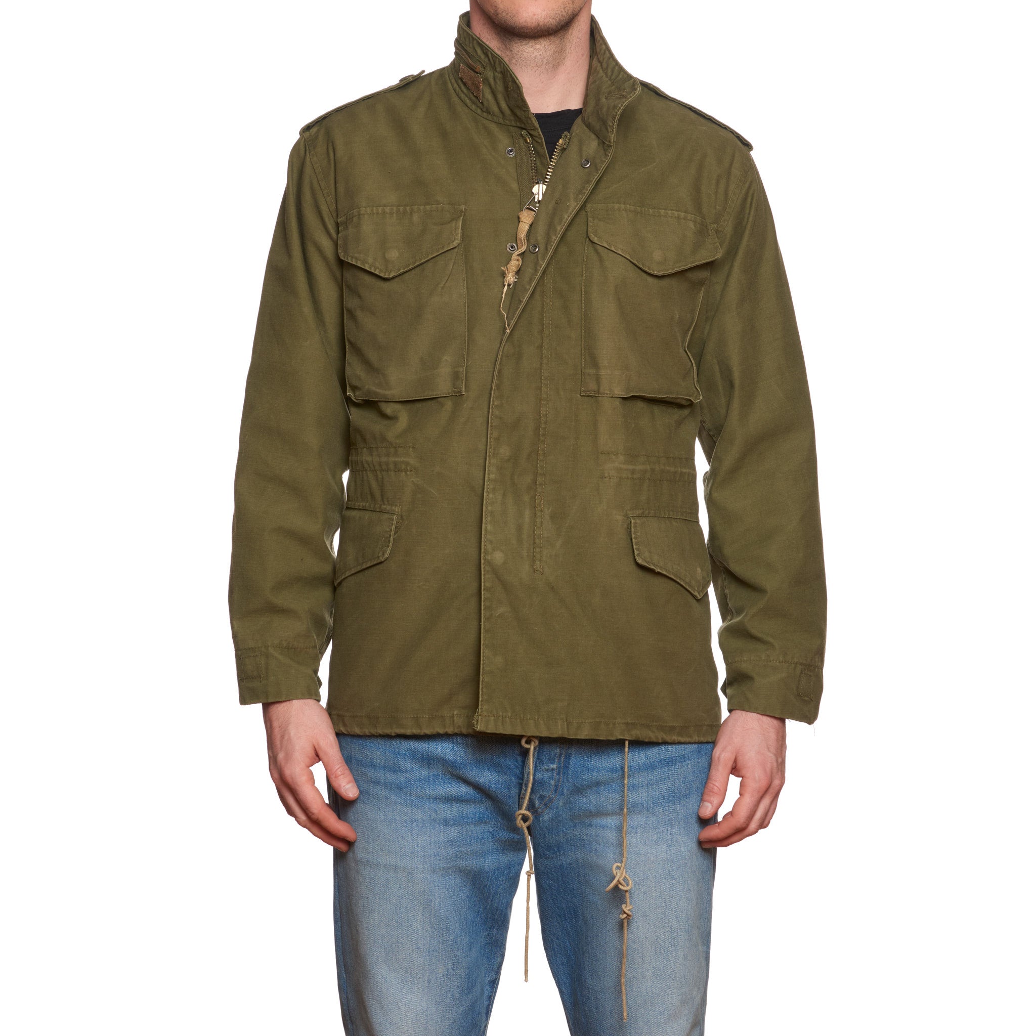 Cotton ALPHA Military M-65 Olive Jacket Field Vintage INDUSTRIES Size