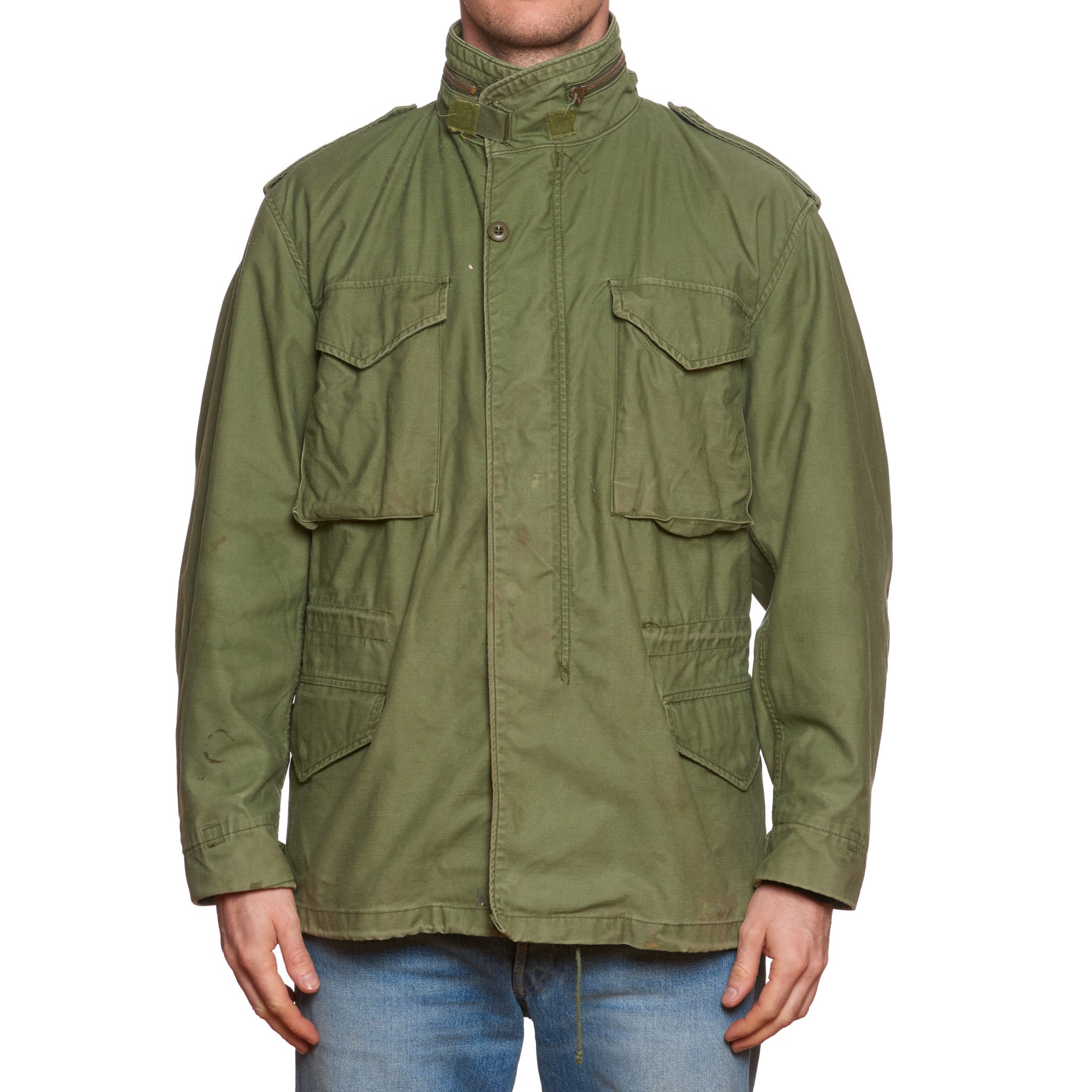 Vintage 1970's M-65 Olive Cotton Military Field Jacket Size L 1970's ALPHA INDUSTRIES