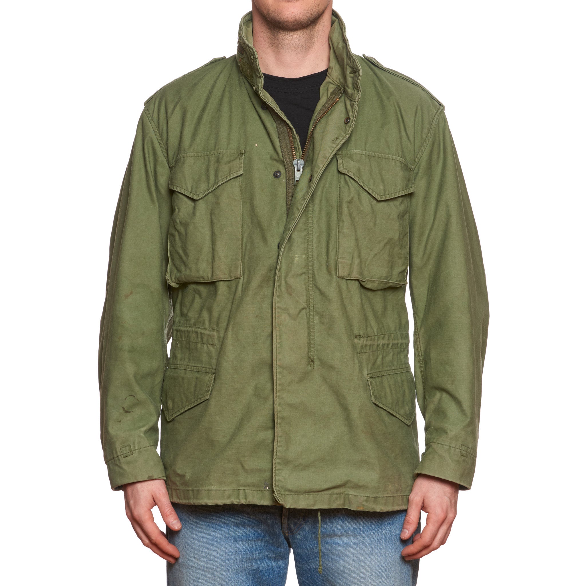 Vintage 1970's M-65 Olive Cotton Military Field Jacket Size L 1970's ALPHA INDUSTRIES