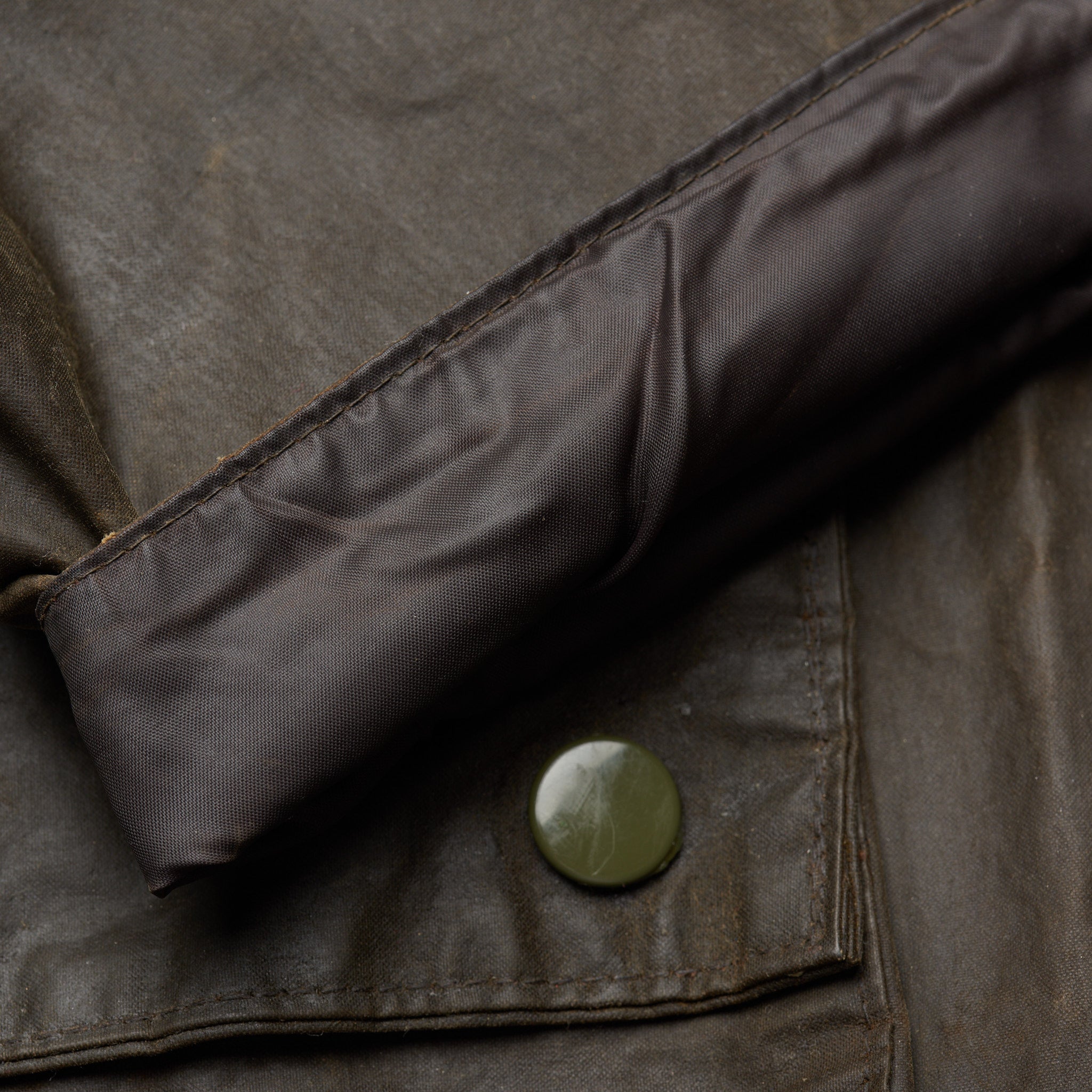 Vintage BARBOUR "Solway Zipper" Waxed Belted Jacket Coat Size 46 One Crest BARBOUR