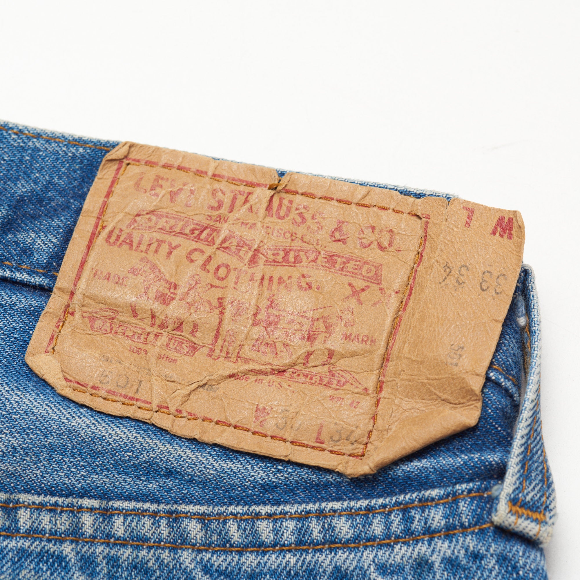 Vintage LEVI'S 501 USA  Selvedge Slim Jeans Pants W33 L34 #524 Blue Tacks LEVI'S