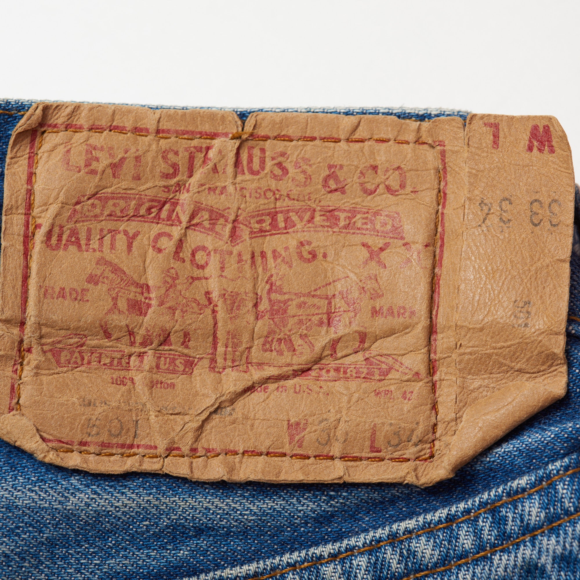 Vintage LEVI'S 501 USA  Selvedge Slim Jeans Pants W33 L34 #524 Blue Tacks LEVI'S